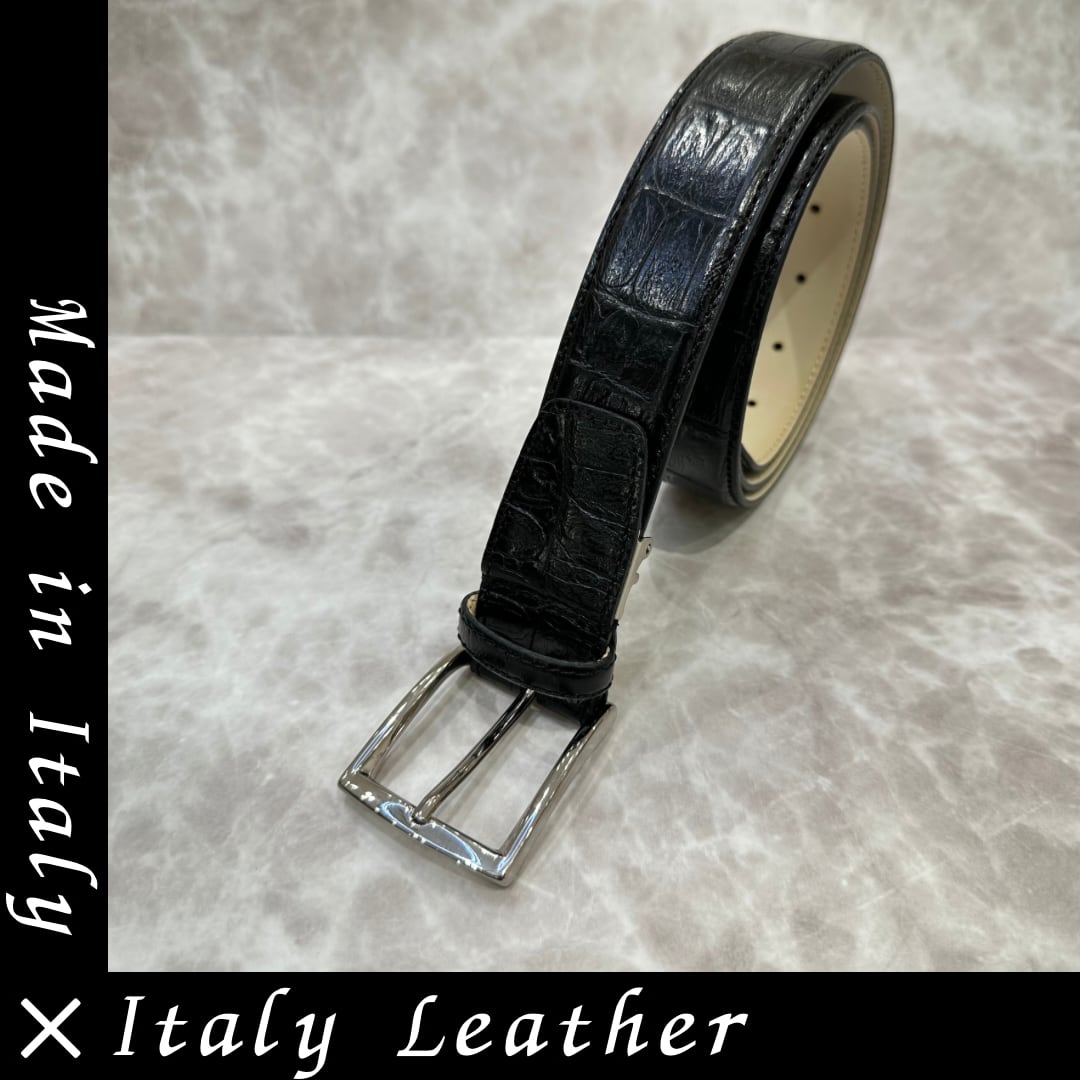 イタリア製 本牛革ベルト【ブラック】