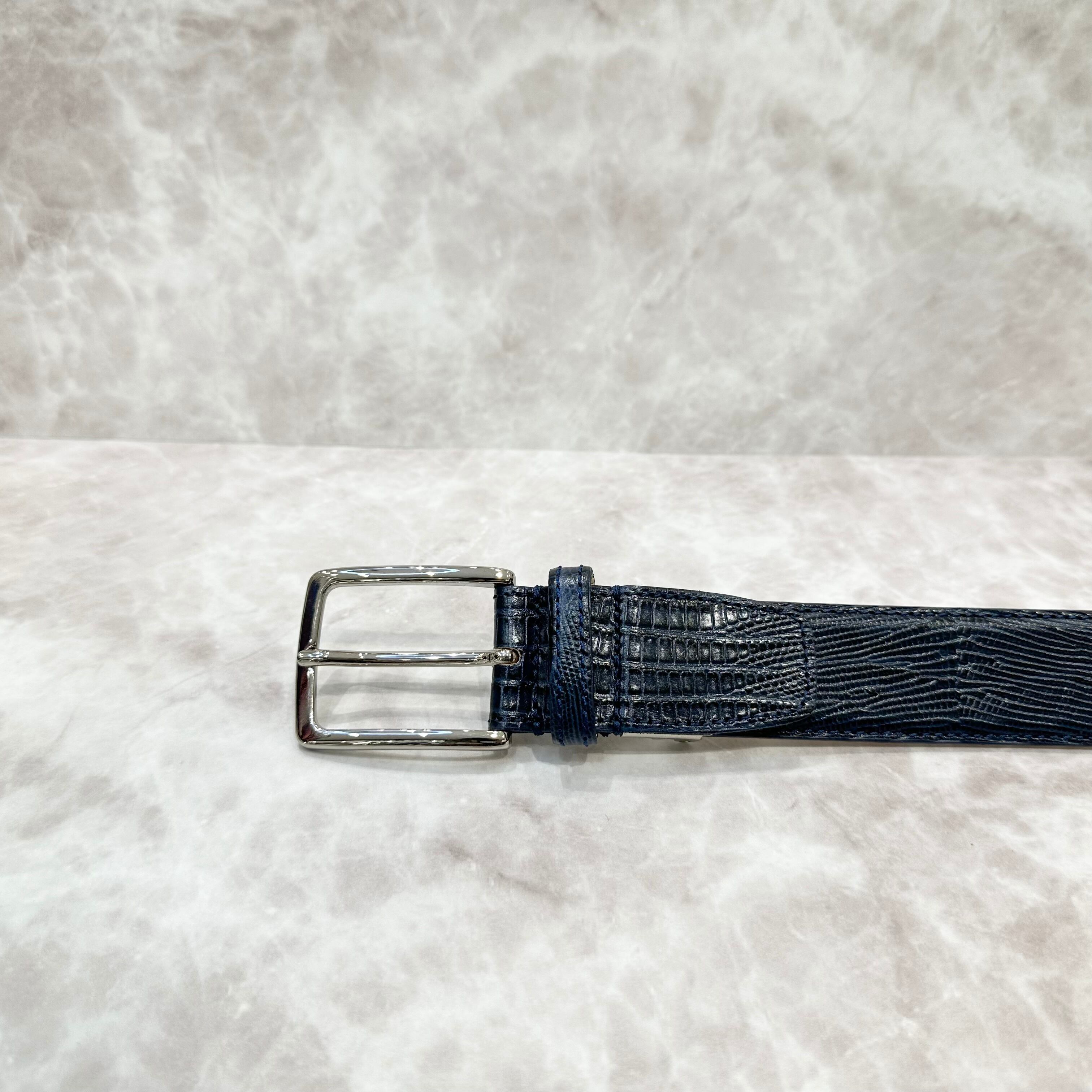 イタリア製 本牛革ベルト【ネイビー】