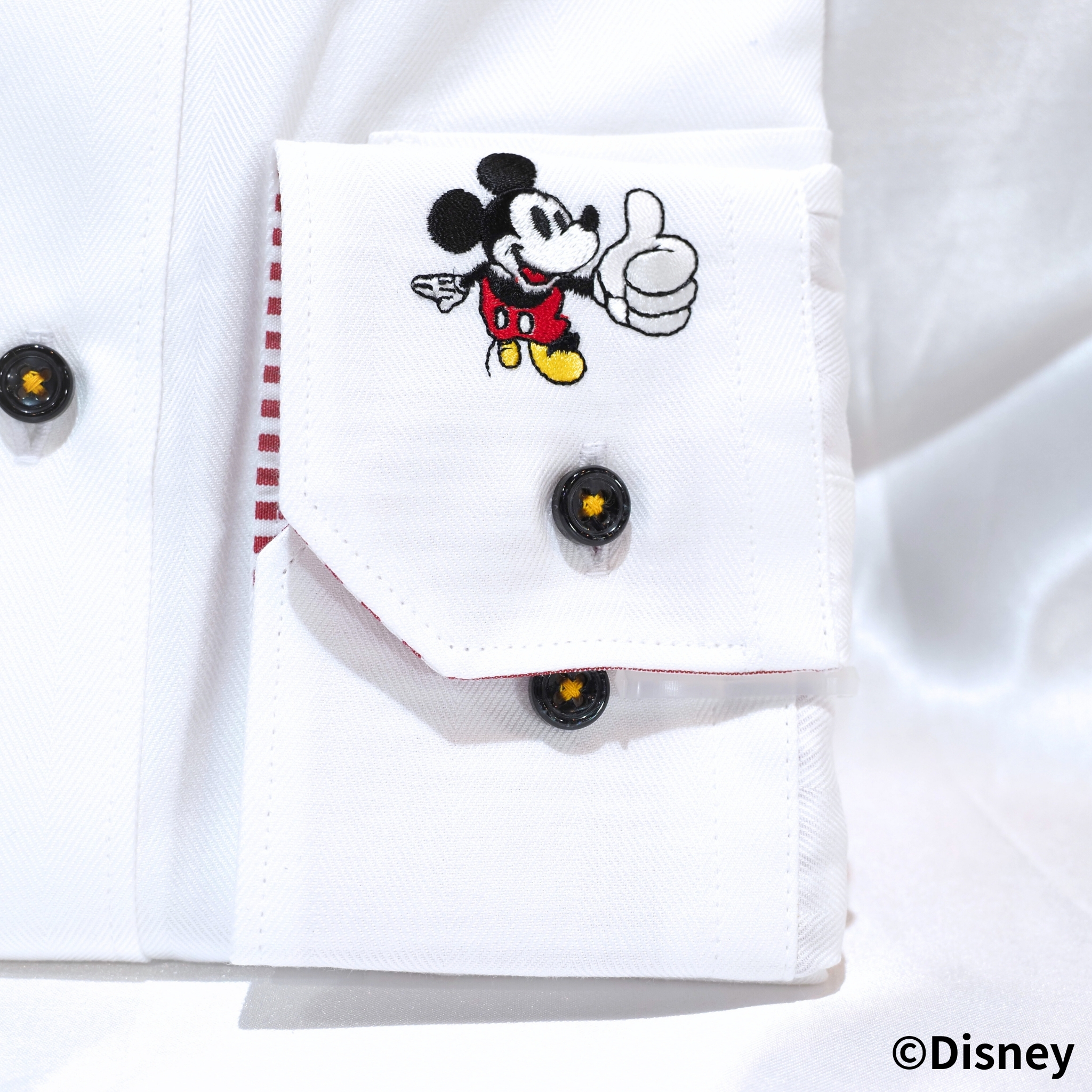 【Disney／ミッキー】刺繍ワイシャツ Lサイズ 