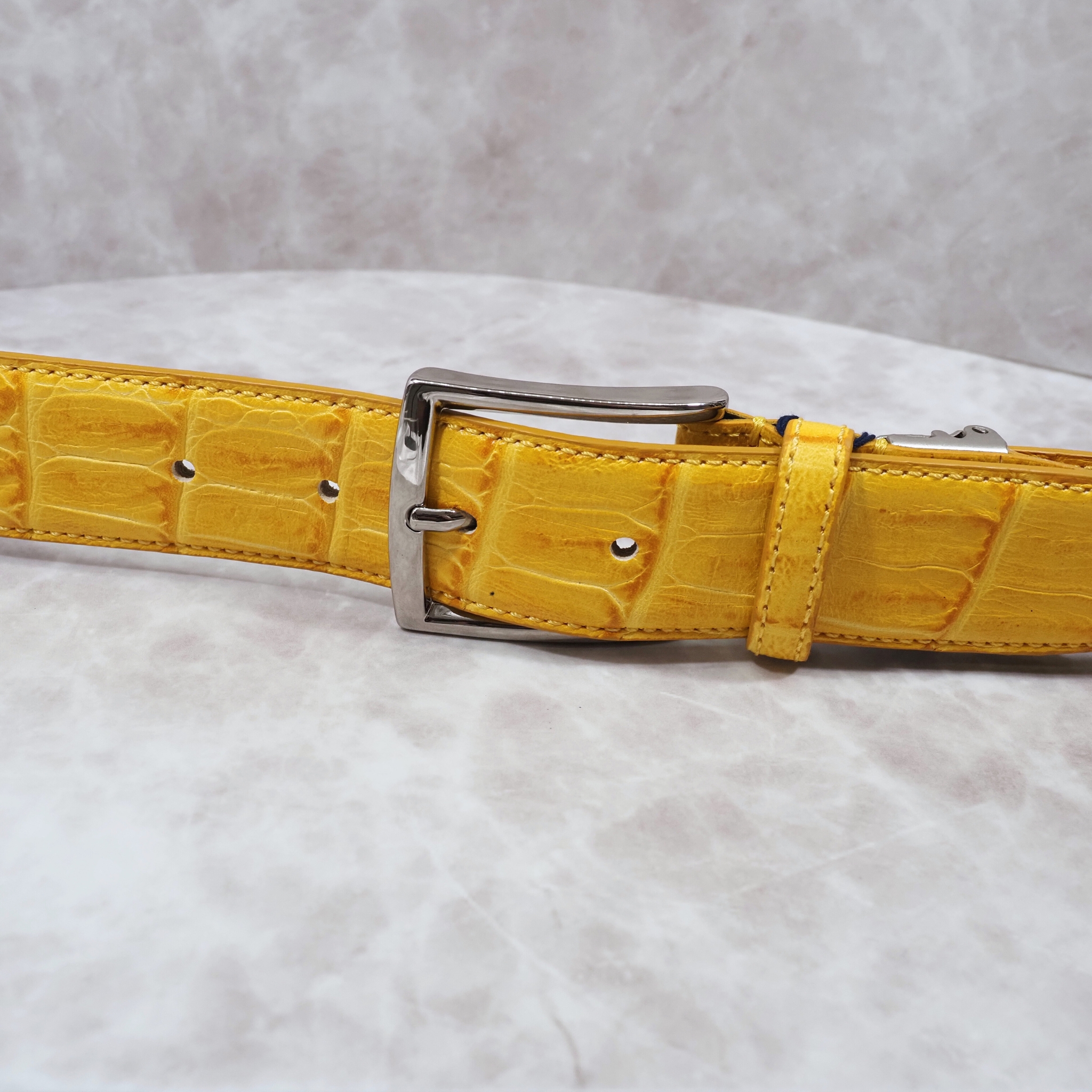 イタリア製 本牛革ベルト【イエロー】