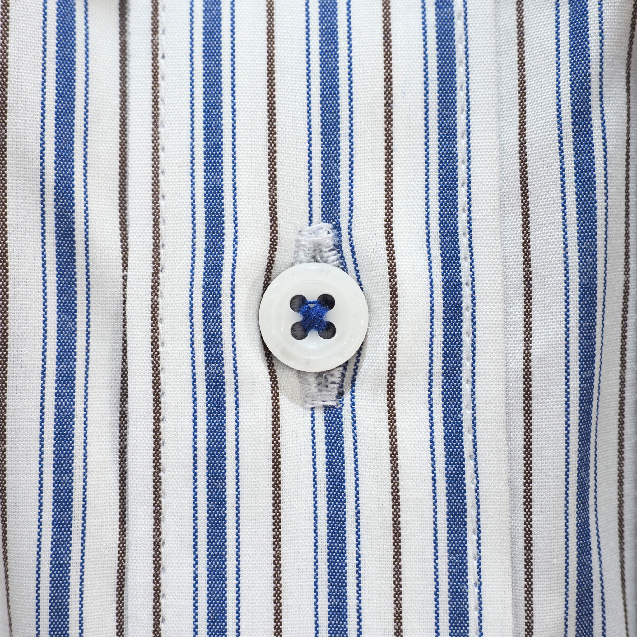 左カフス懐中時計刺繍 長袖シャツ｜ブルー・3L