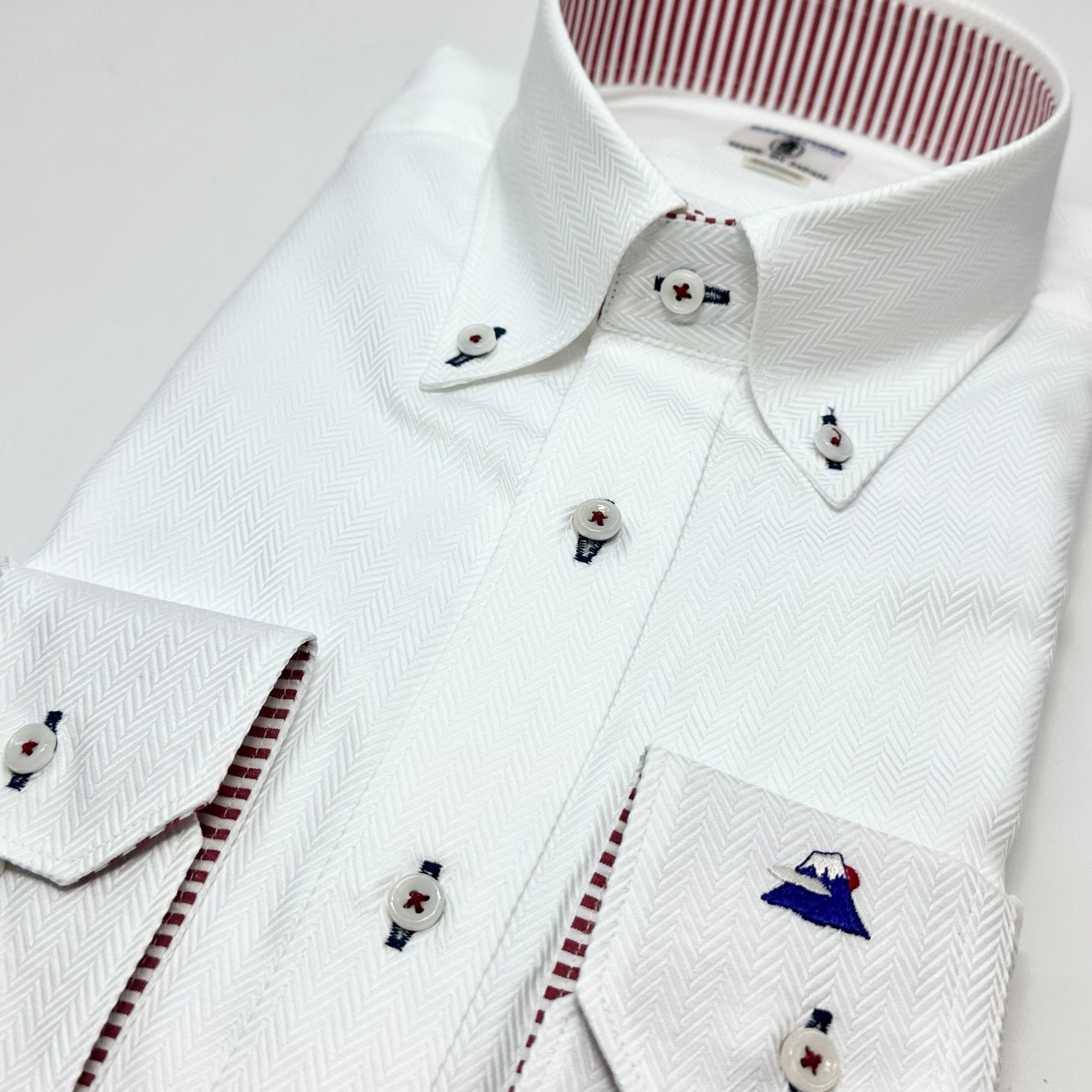 【長袖 S】左カフス富士山刺繍シャツ