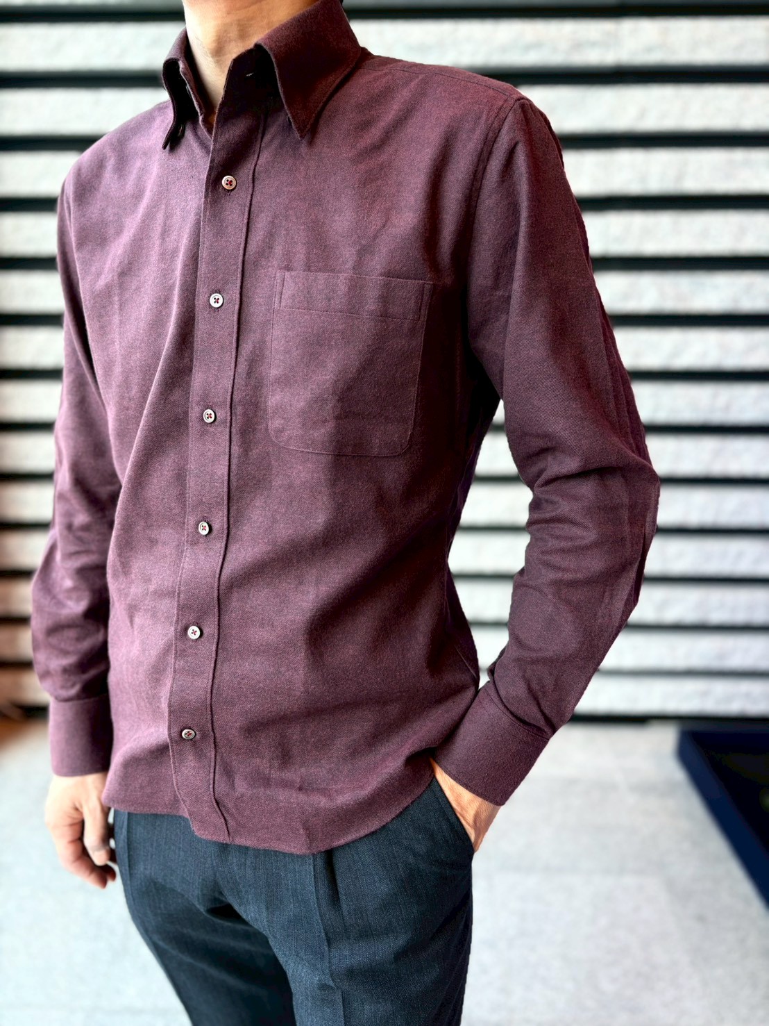 【ブラッシュドコットン L】ビジネスカジュアルシャツ長袖 N325123