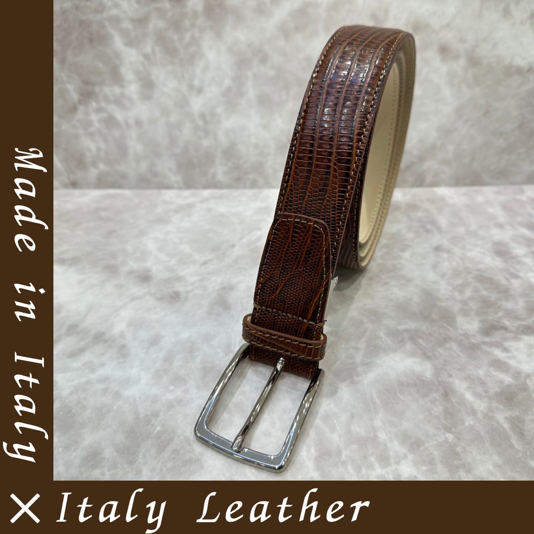 イタリア製 本牛革ベルト【ブラウン】