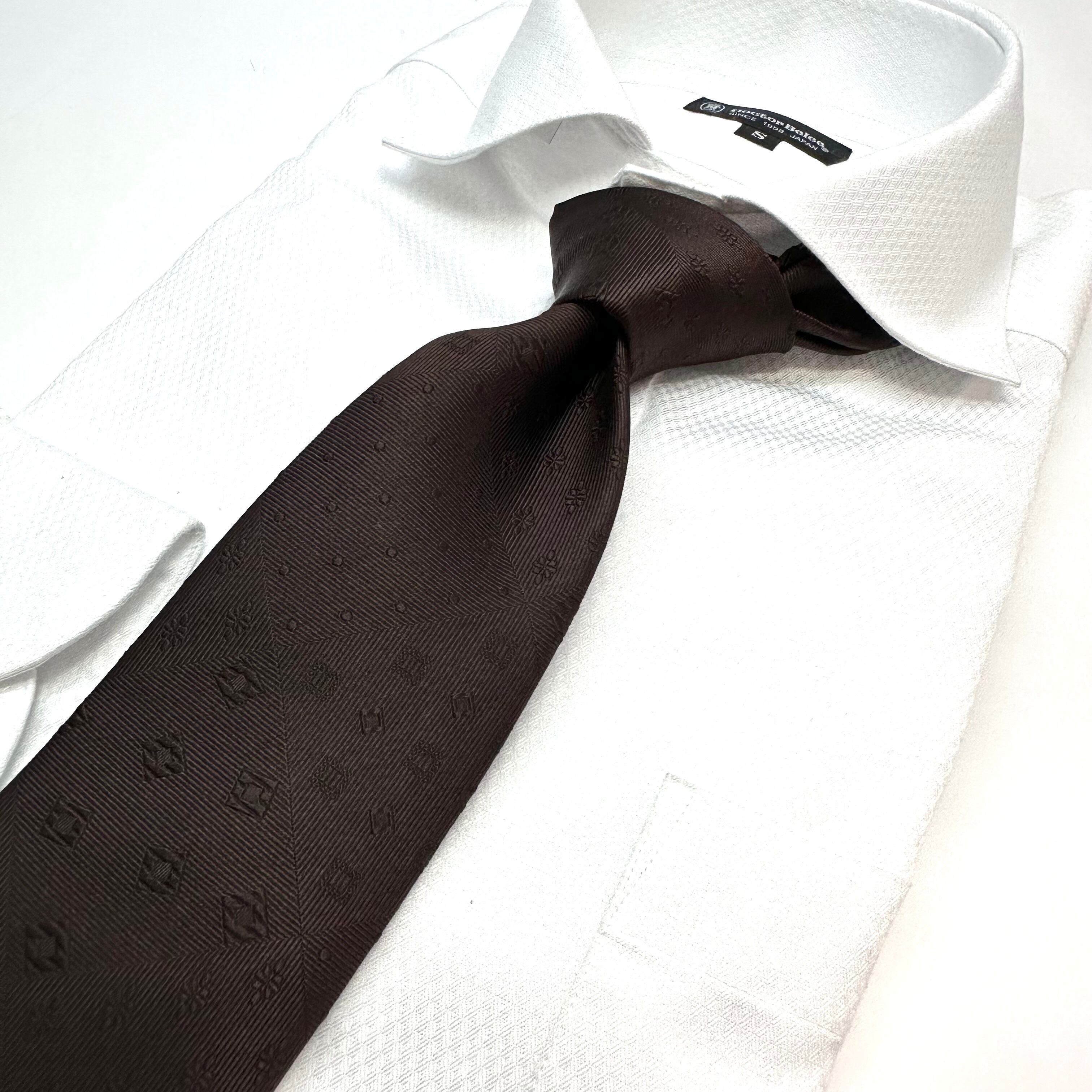 パッチワーク風ソリッドタイ【ブラウン】