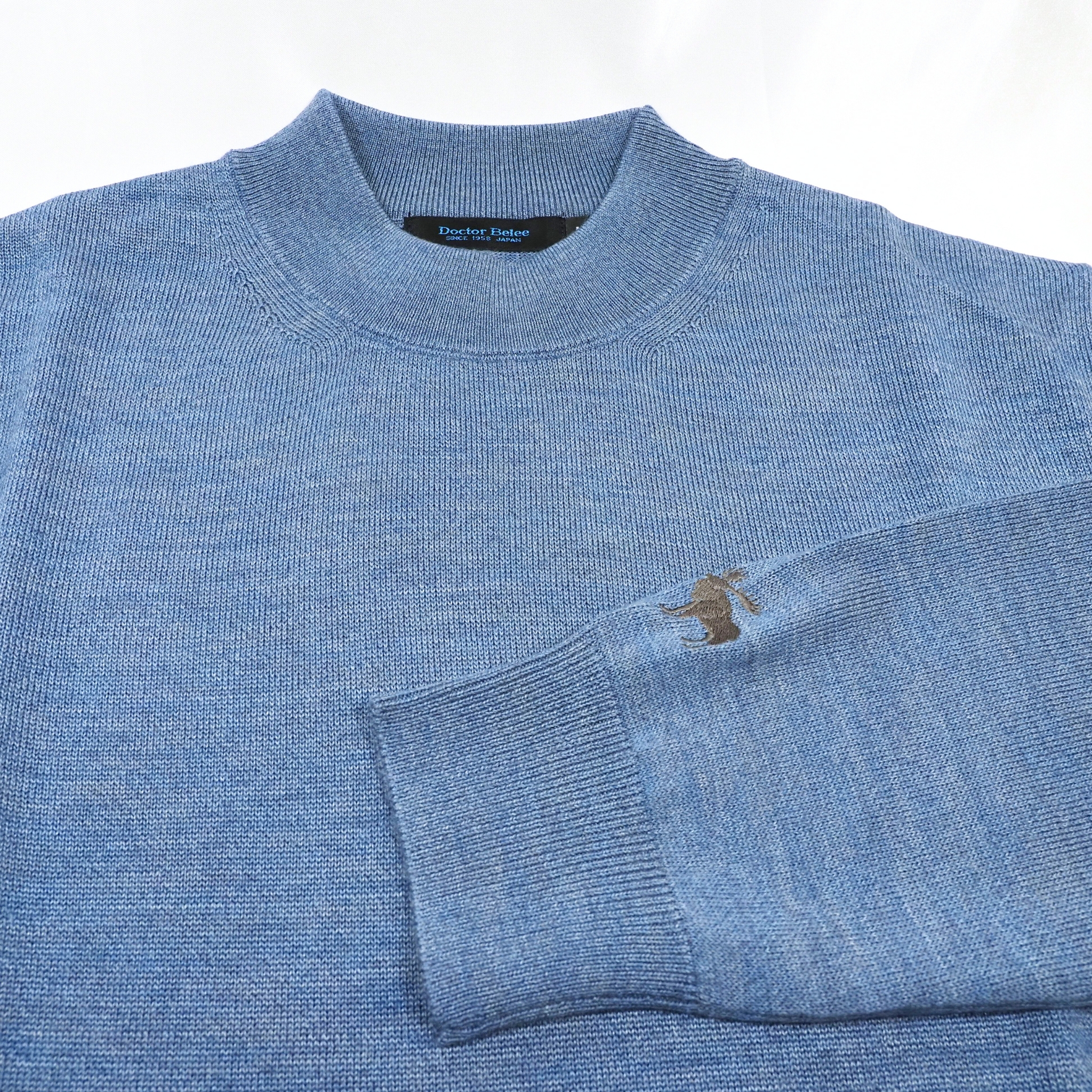 【オリジナルモックネックニット LLサイズ】ブルーグレー KN5101-25DB-4