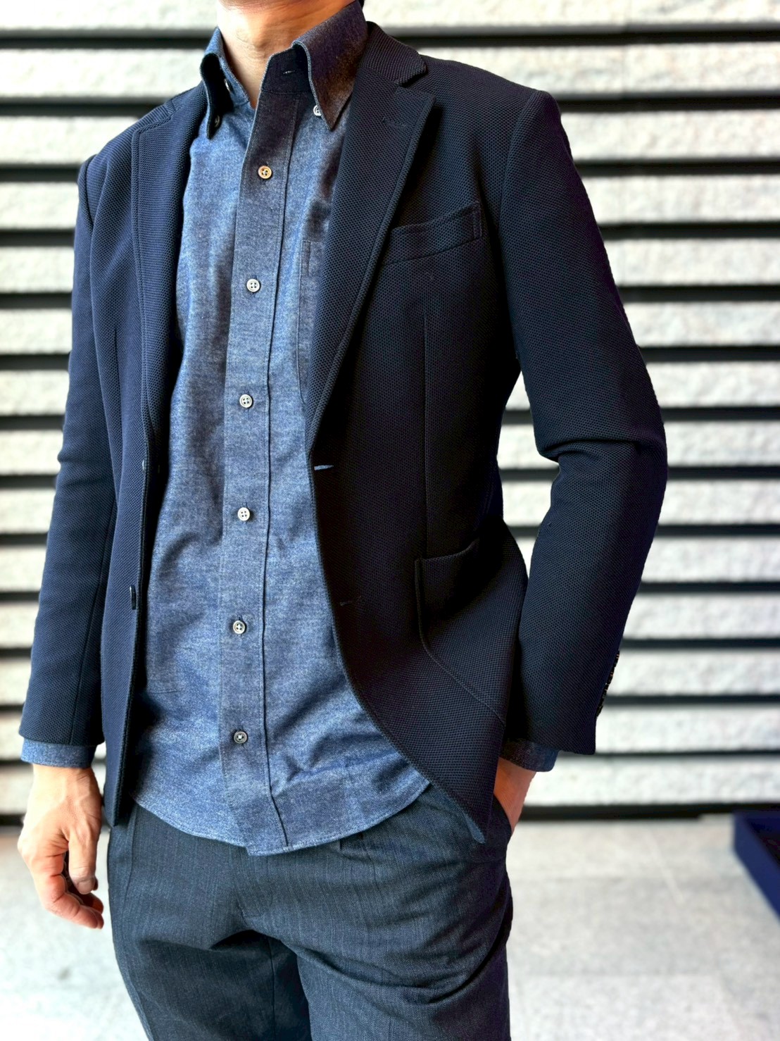 【ブラッシュドコットン L】ビジネスカジュアルシャツ長袖 N325121