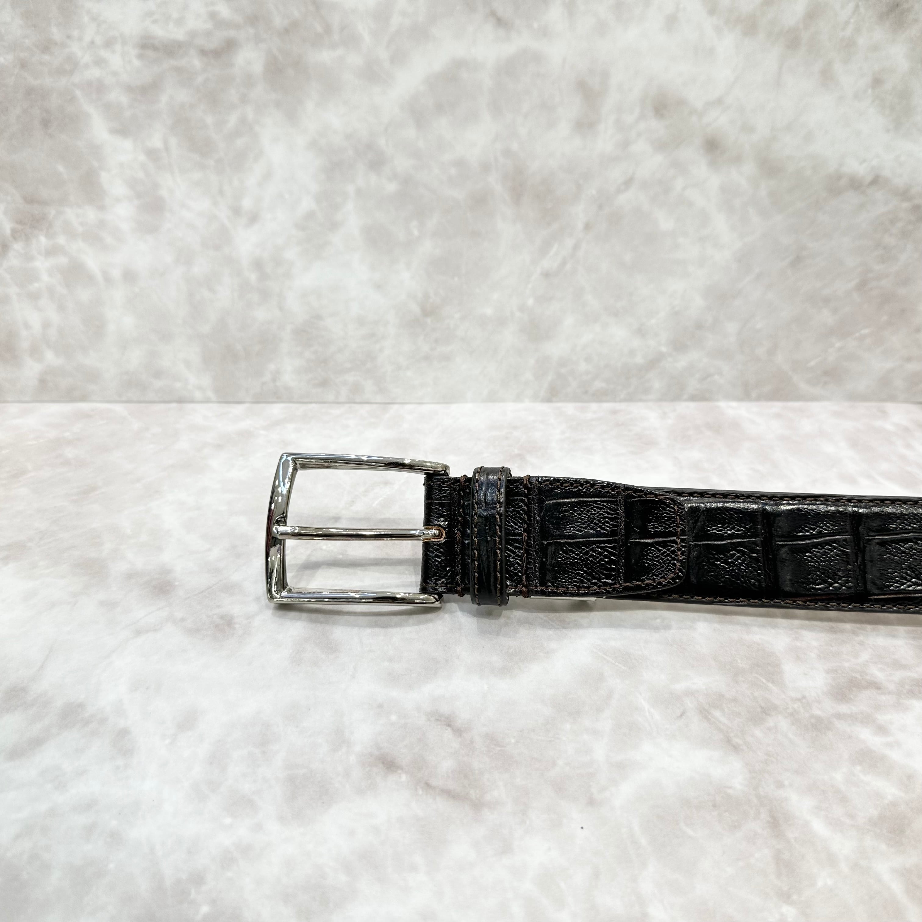 イタリア製 本牛革ベルト【ダークブラウン】