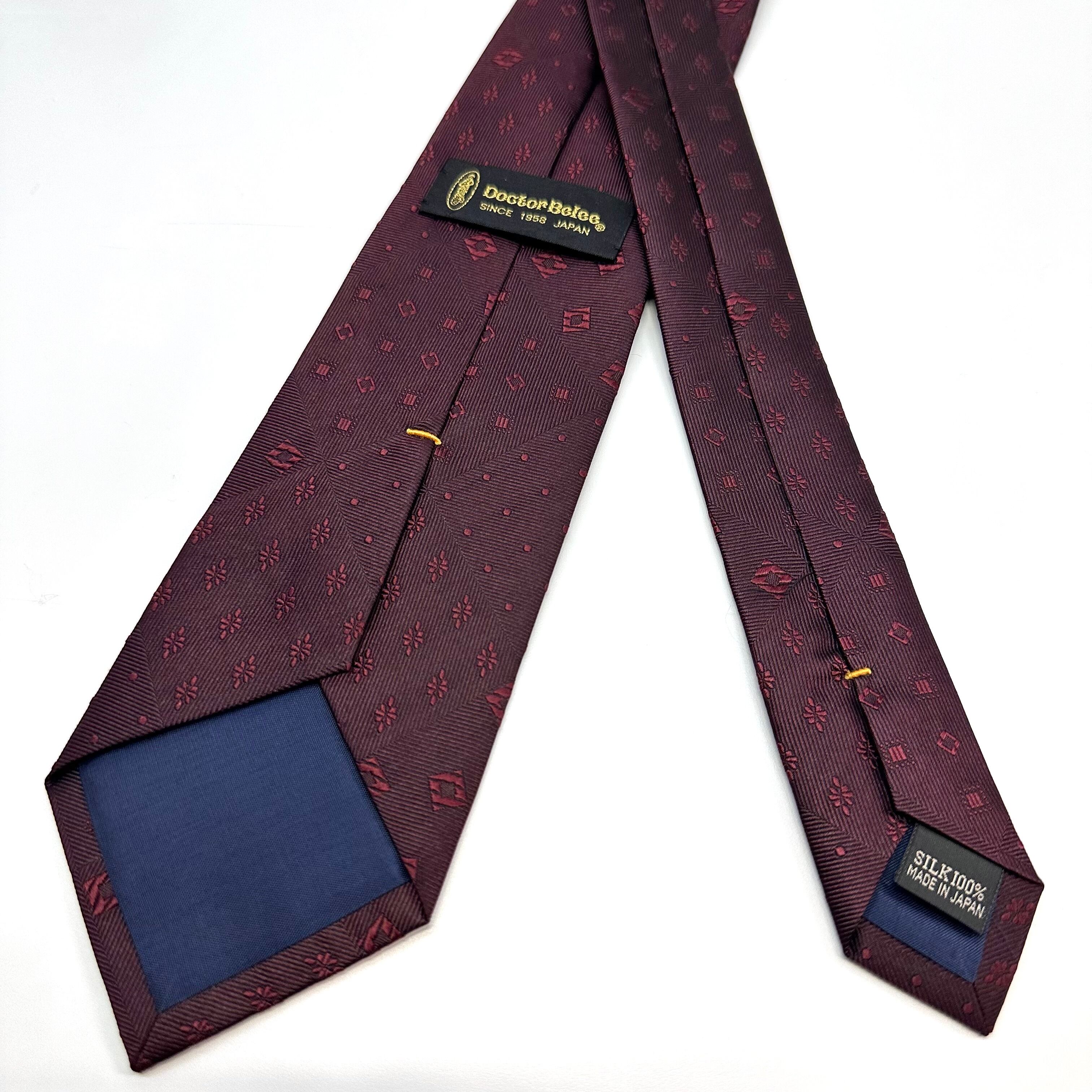 パッチワーク風ソリッドタイ【エンジ】