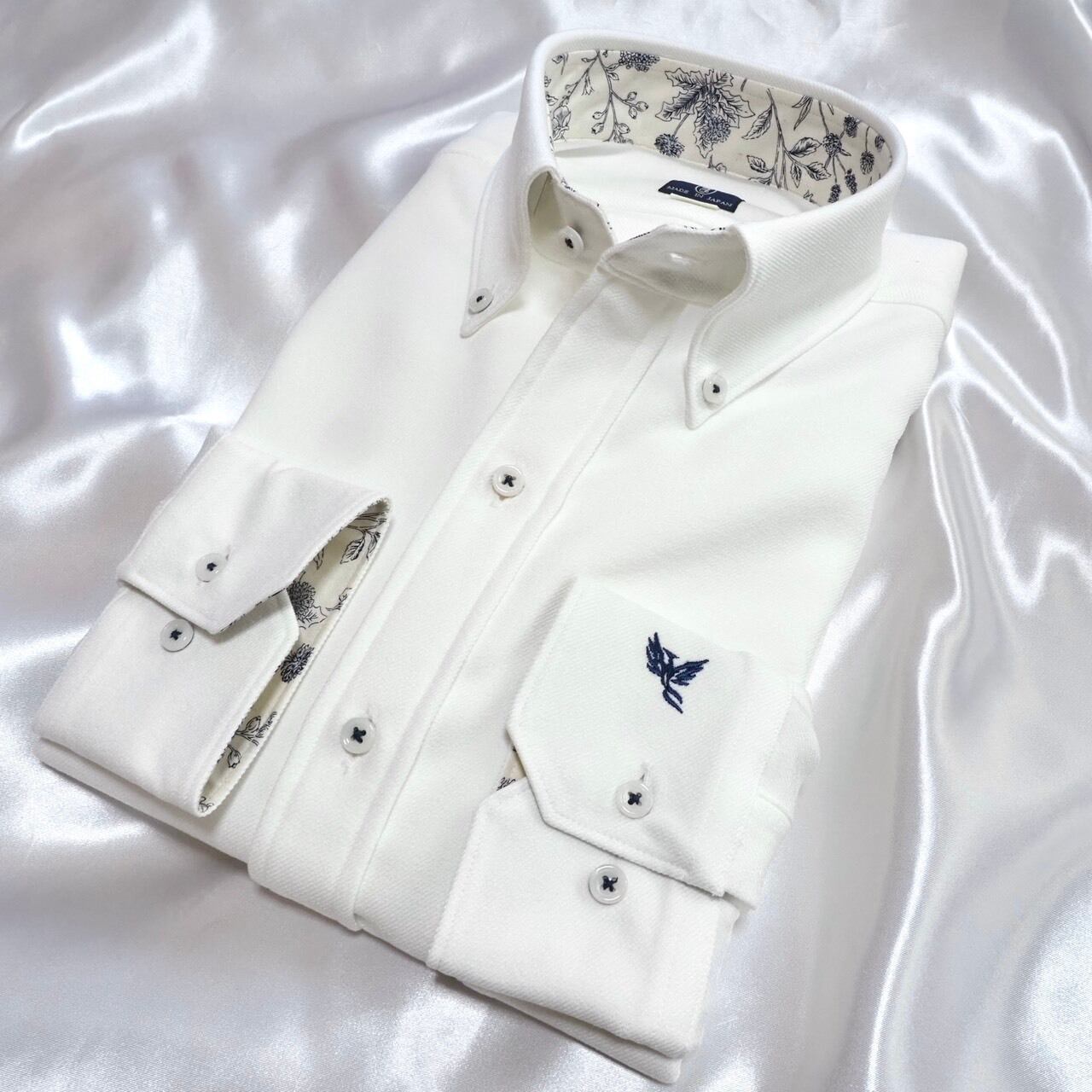 【メランジポリ L】ビジネスカジュアルシャツ長袖