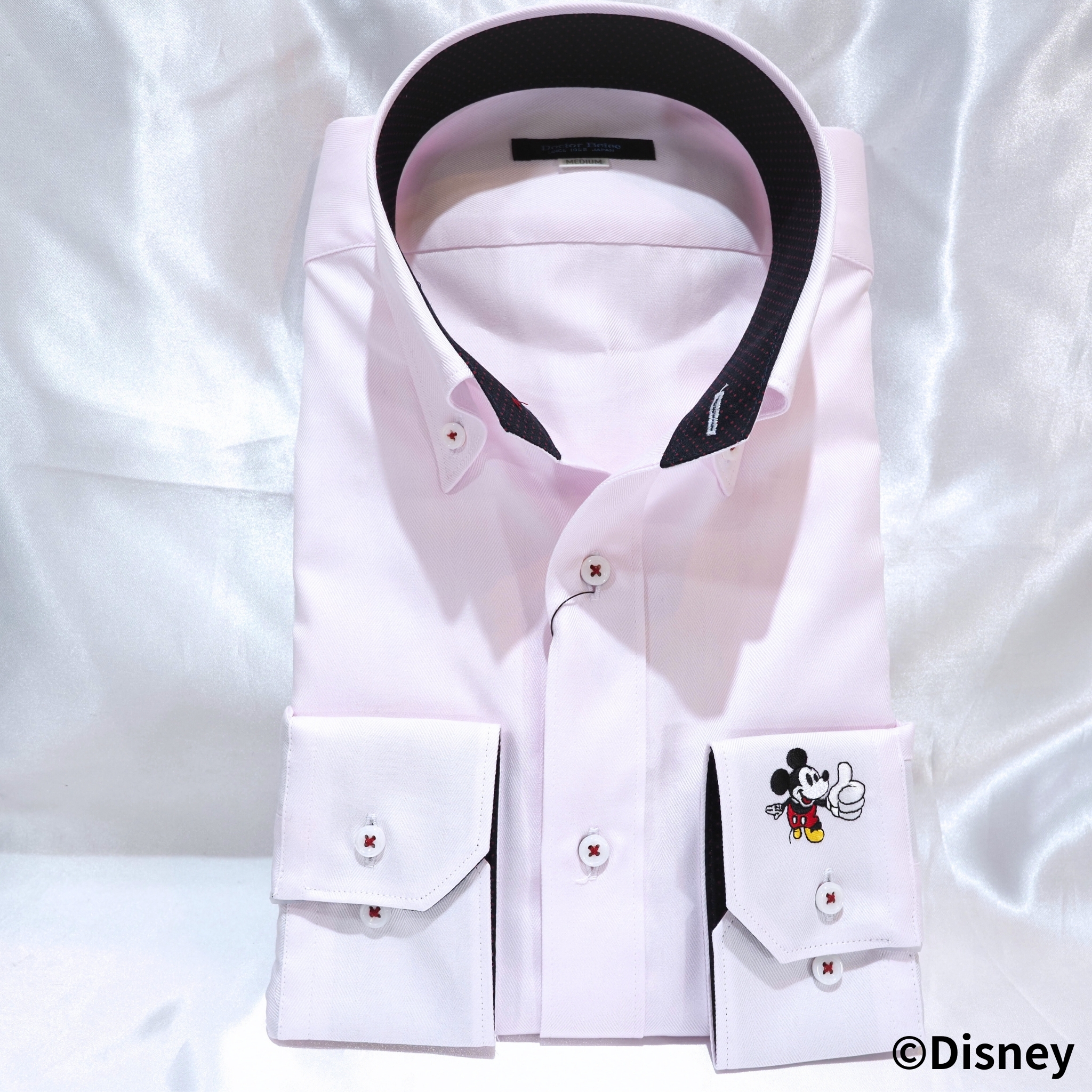 【Disney／ミッキー】刺繍ワイシャツ Lサイズ