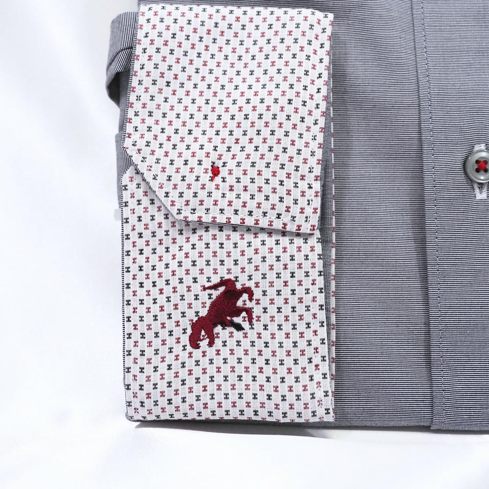 【七分袖 Mスリム】左袖T-REX刺繍シャツ