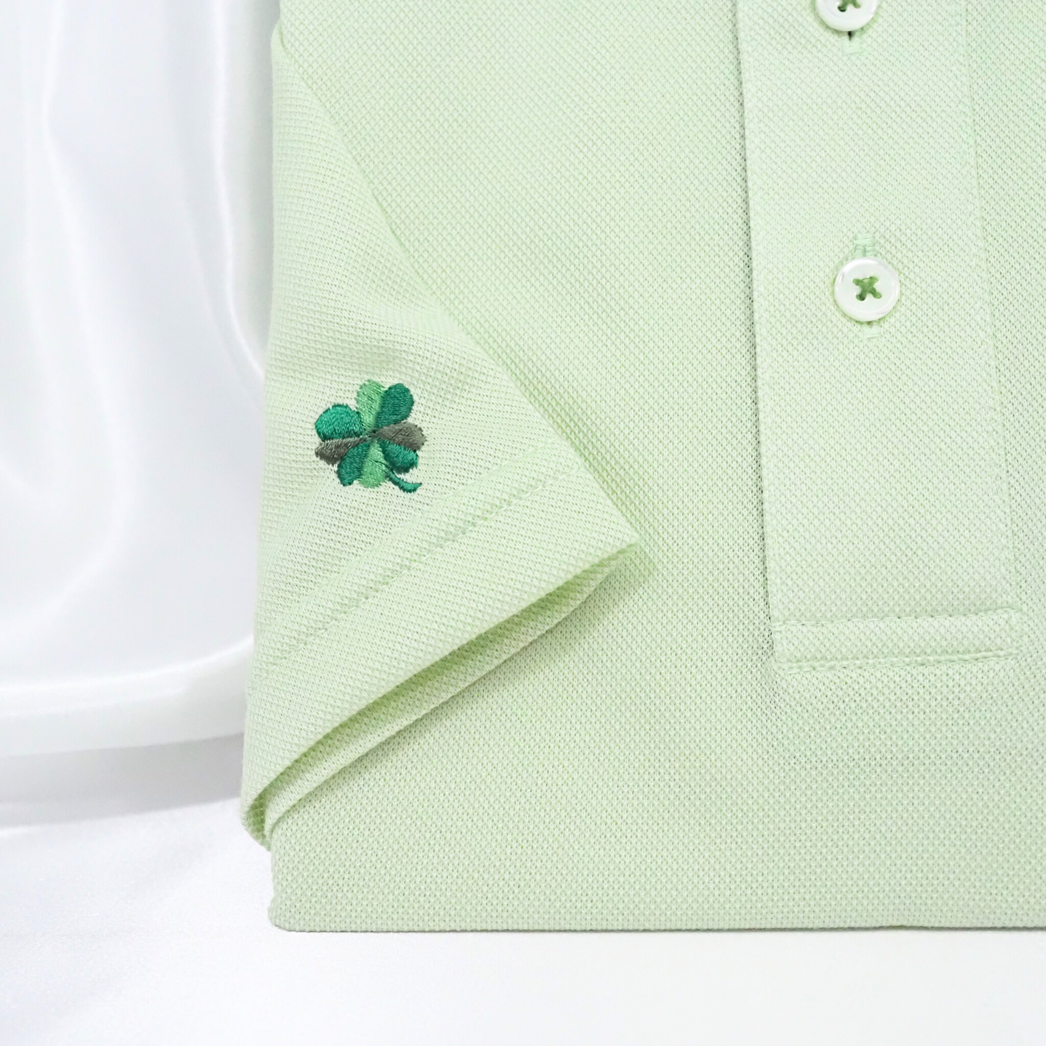 【半袖 M】ニットポロシャツ　324987-2　ライトグリーン