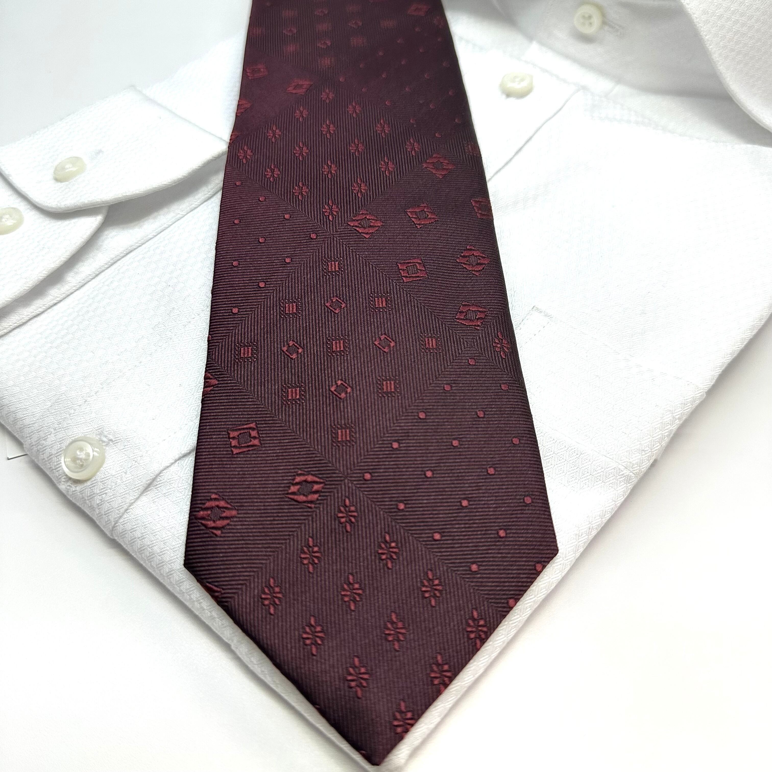 パッチワーク風ソリッドタイ【エンジ】