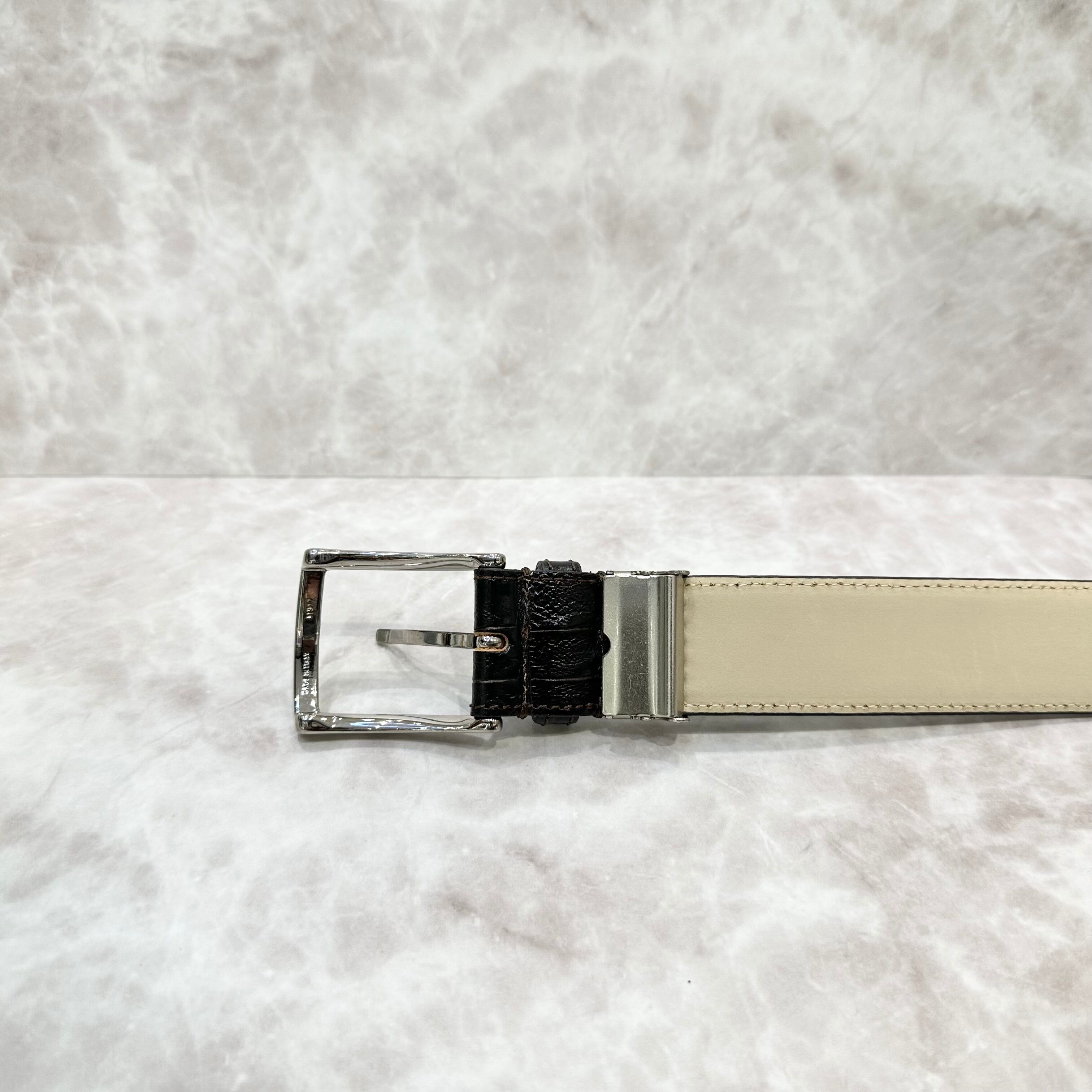 イタリア製 本牛革ベルト【ダークブラウン】