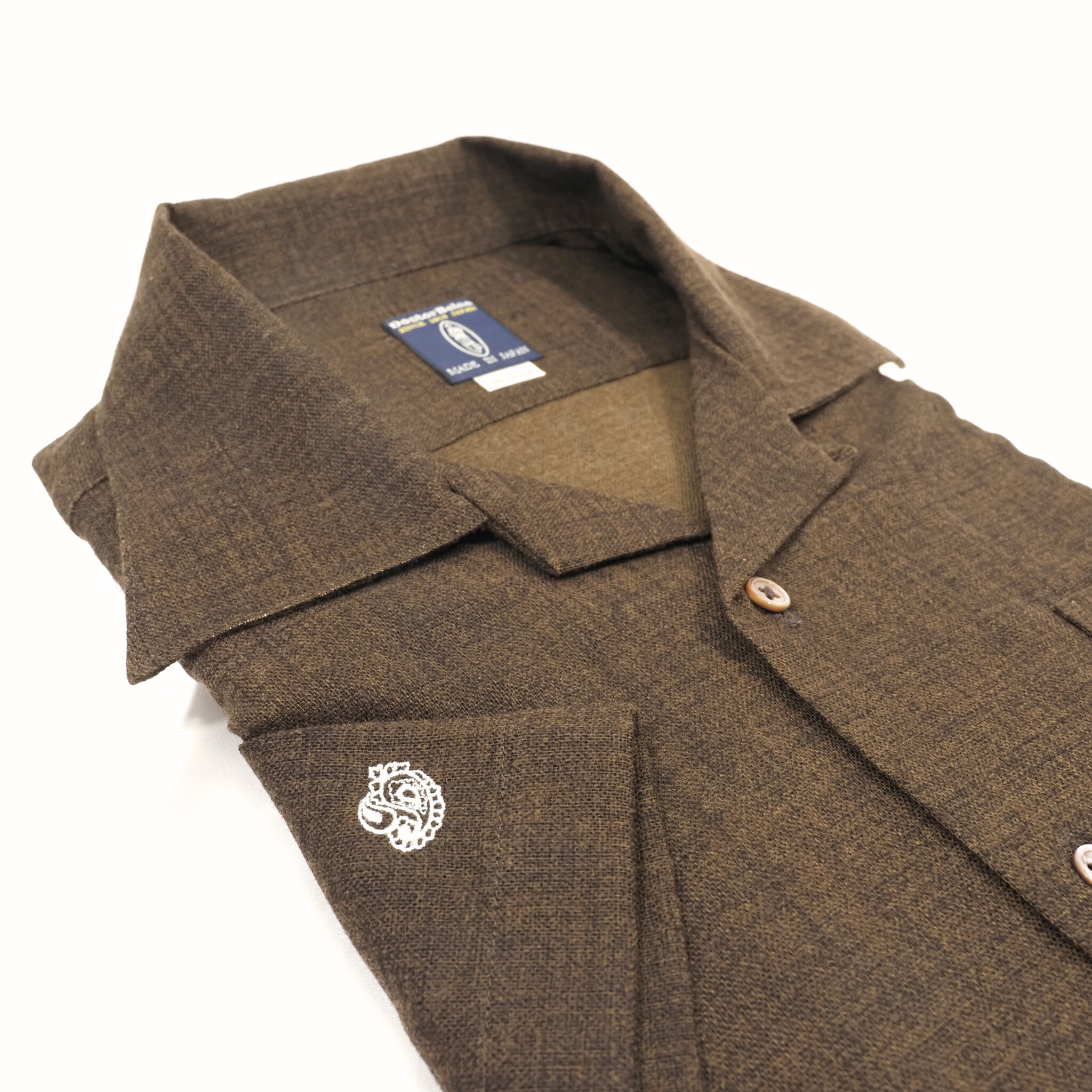 【開襟シャツ 半袖 L】 N325107 ブラウン