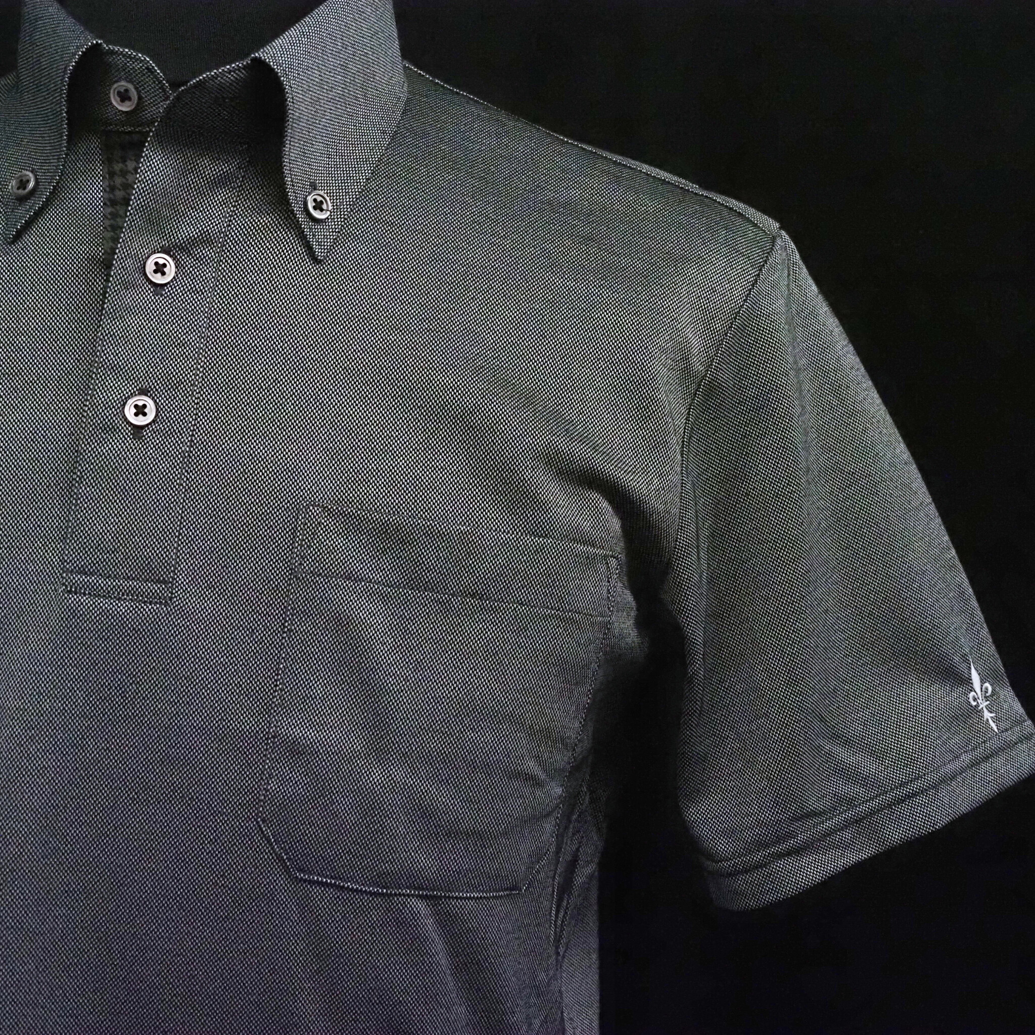 【半袖 S】ニットポロシャツ　324988-2　ブラックモク