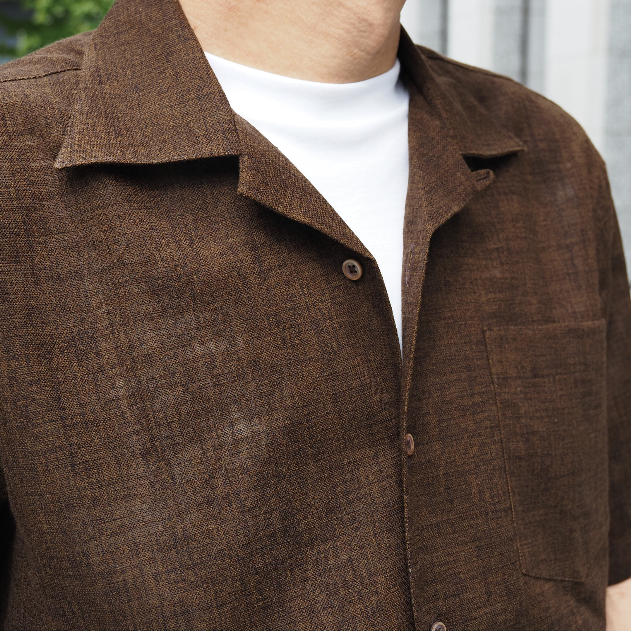 【開襟シャツ 半袖 M】 N325107 ブラウン
