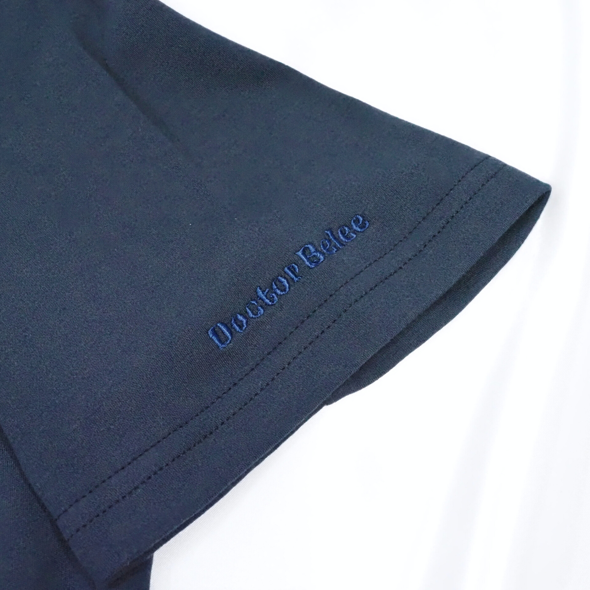 【ドレスTシャツ半袖 LL】ネイビー ロゴ刺繍