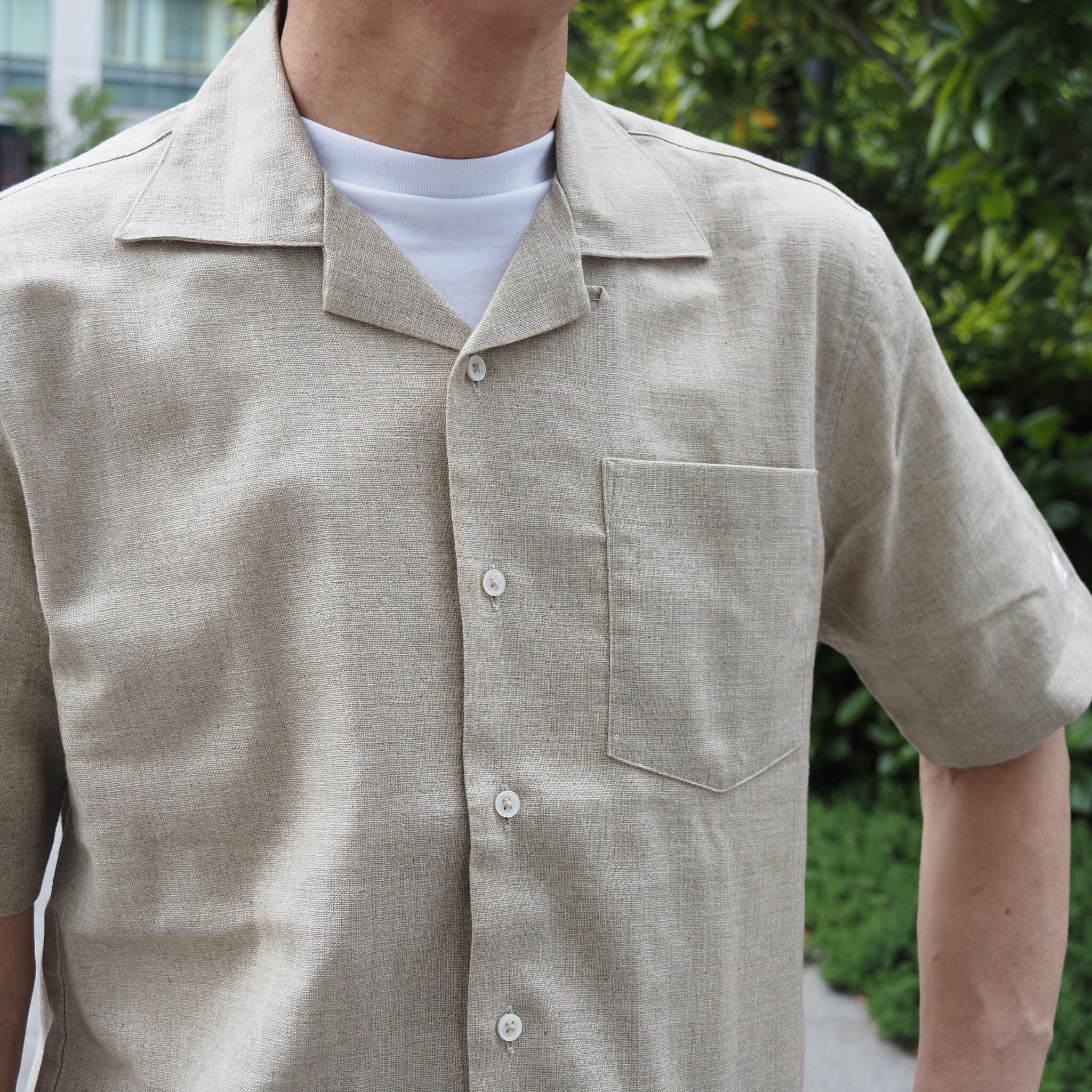 【開襟シャツ 半袖 3L】 N325103 クリーム