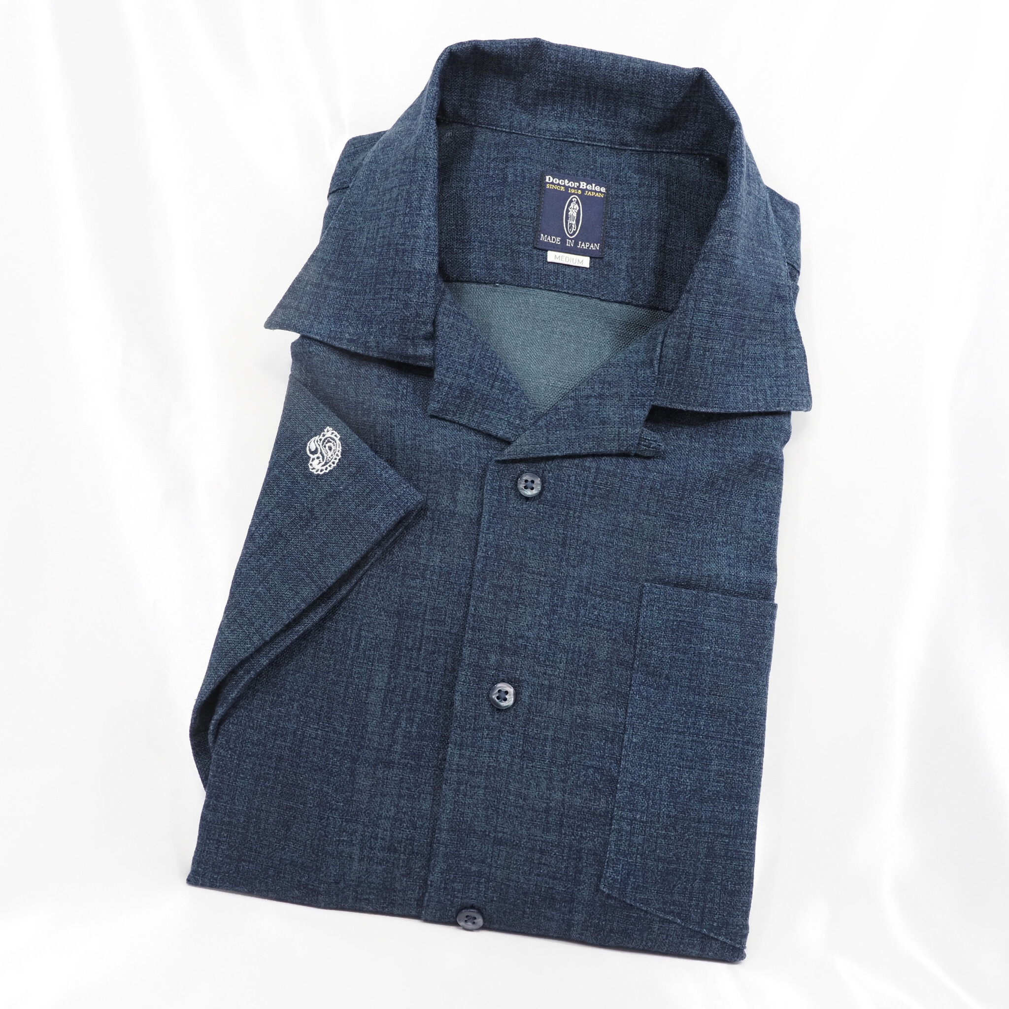 【開襟シャツ 半袖 M】 N325108 ネイビー