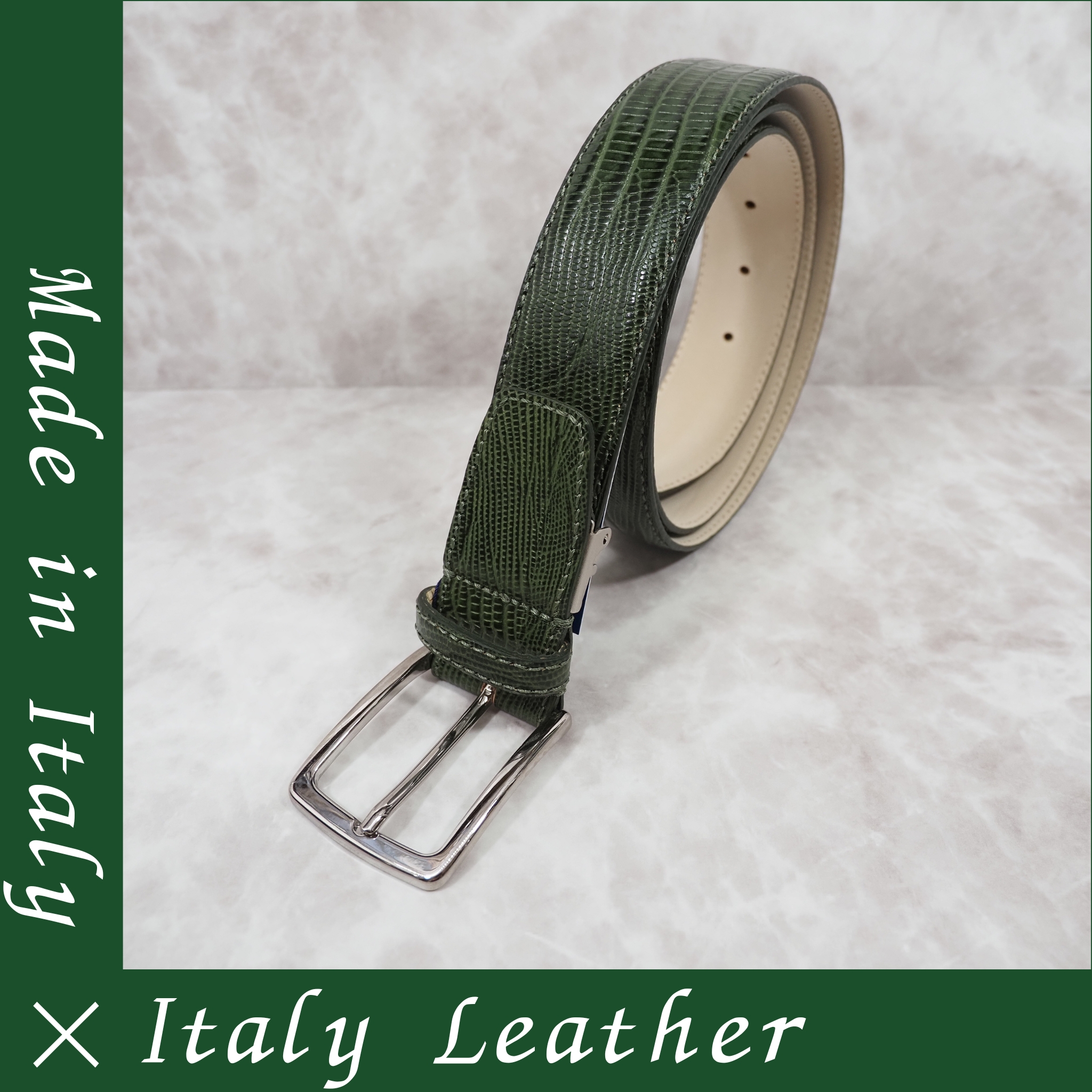 イタリア製 本牛革ベルト【グリーン】
