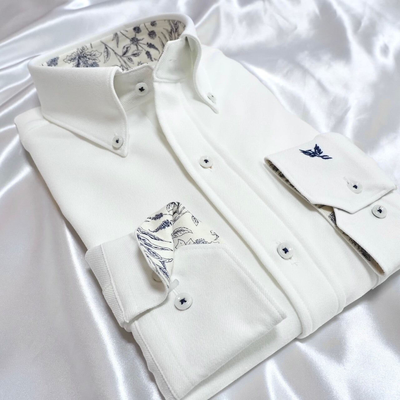 【メランジポリ L】ビジネスカジュアルシャツ長袖