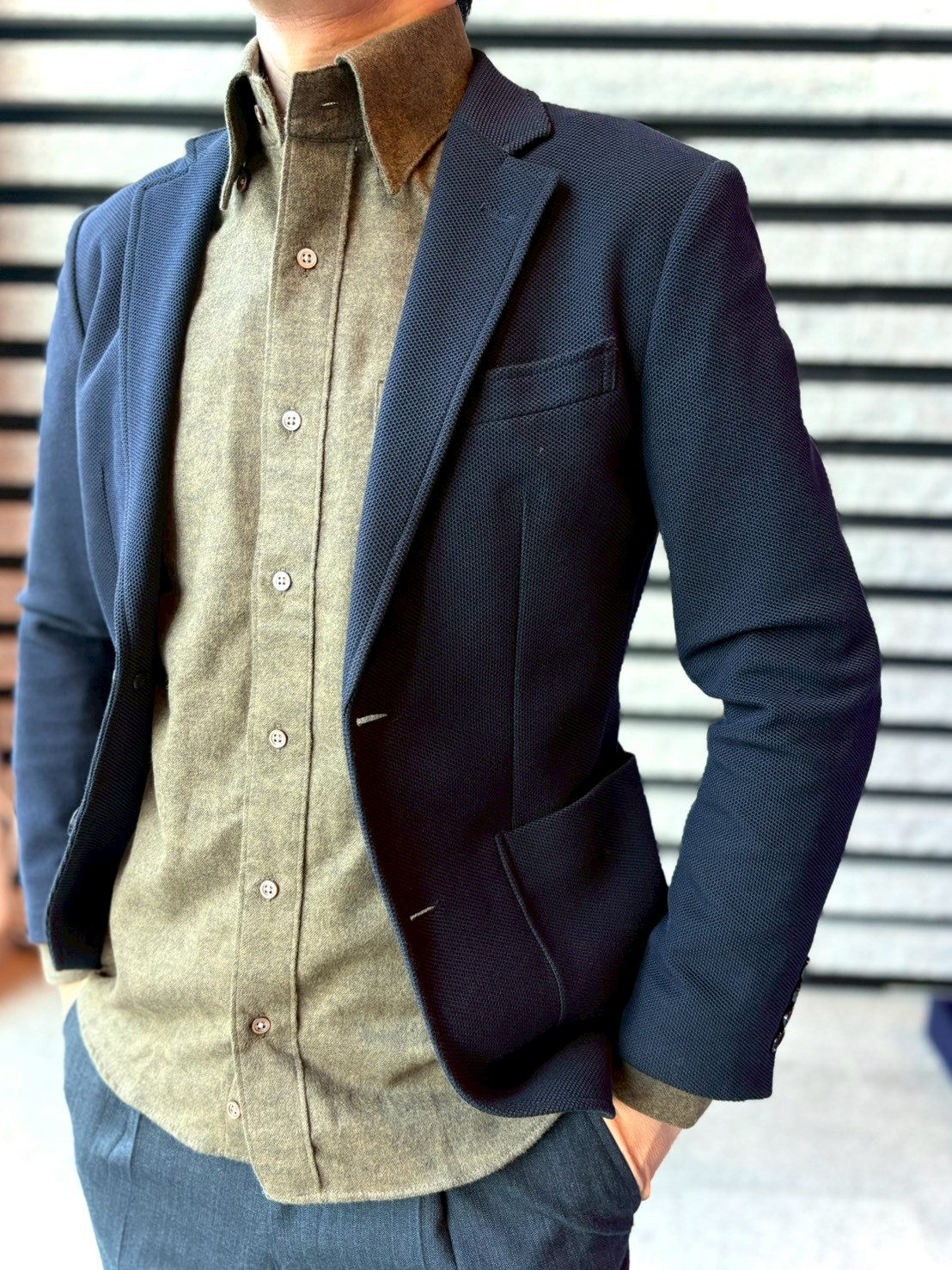 【ブラッシュドコットン M】ビジネスカジュアルシャツ長袖 N325122