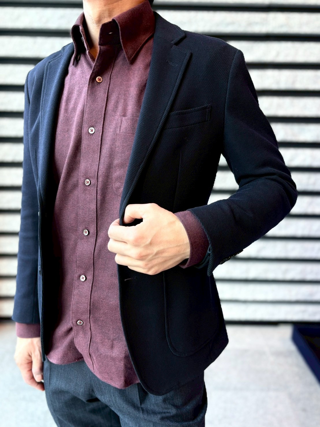 【ブラッシュドコットン M】ビジネスカジュアルシャツ長袖 N325123