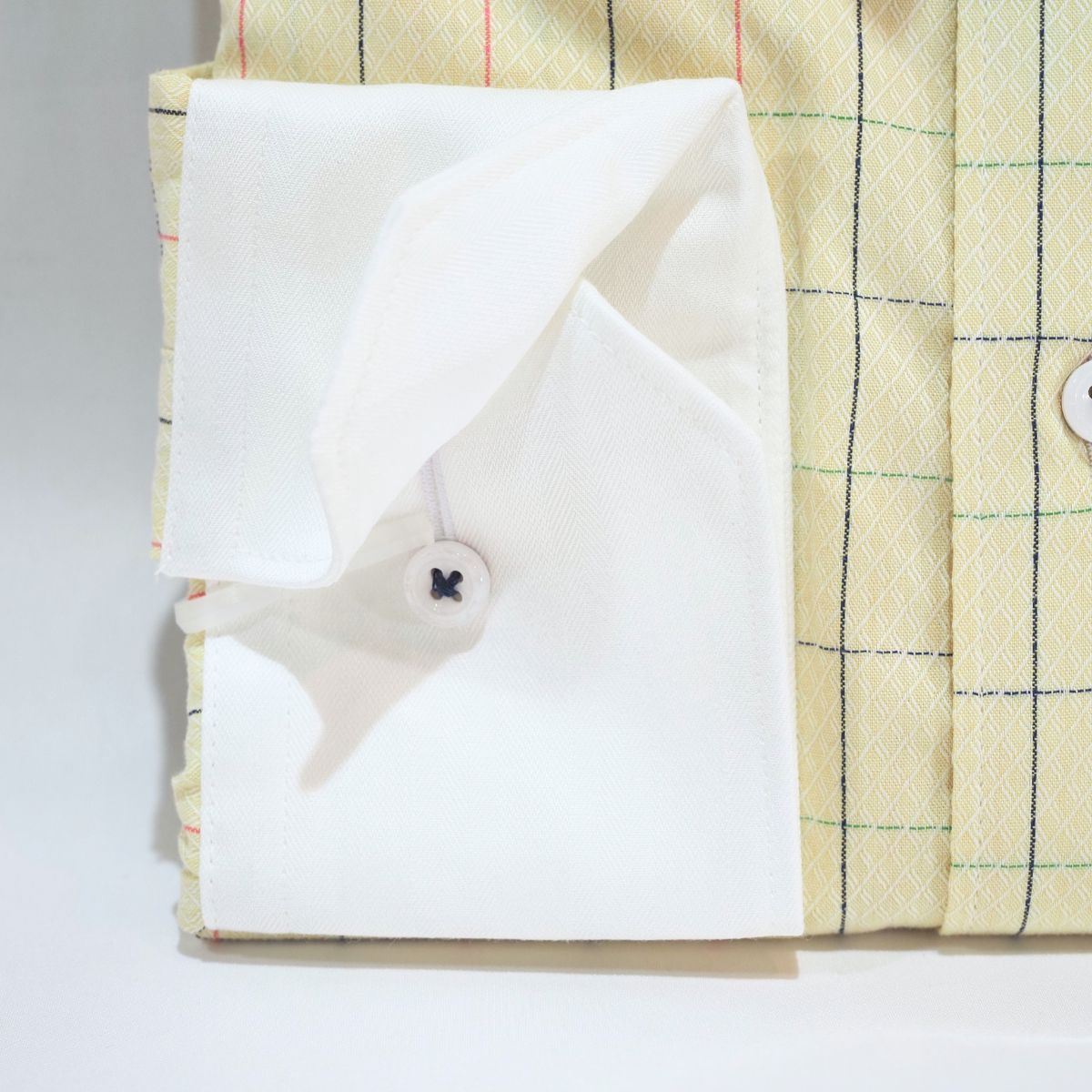 左カフス音符刺繍 長袖シャツ｜淡いイエロー・L