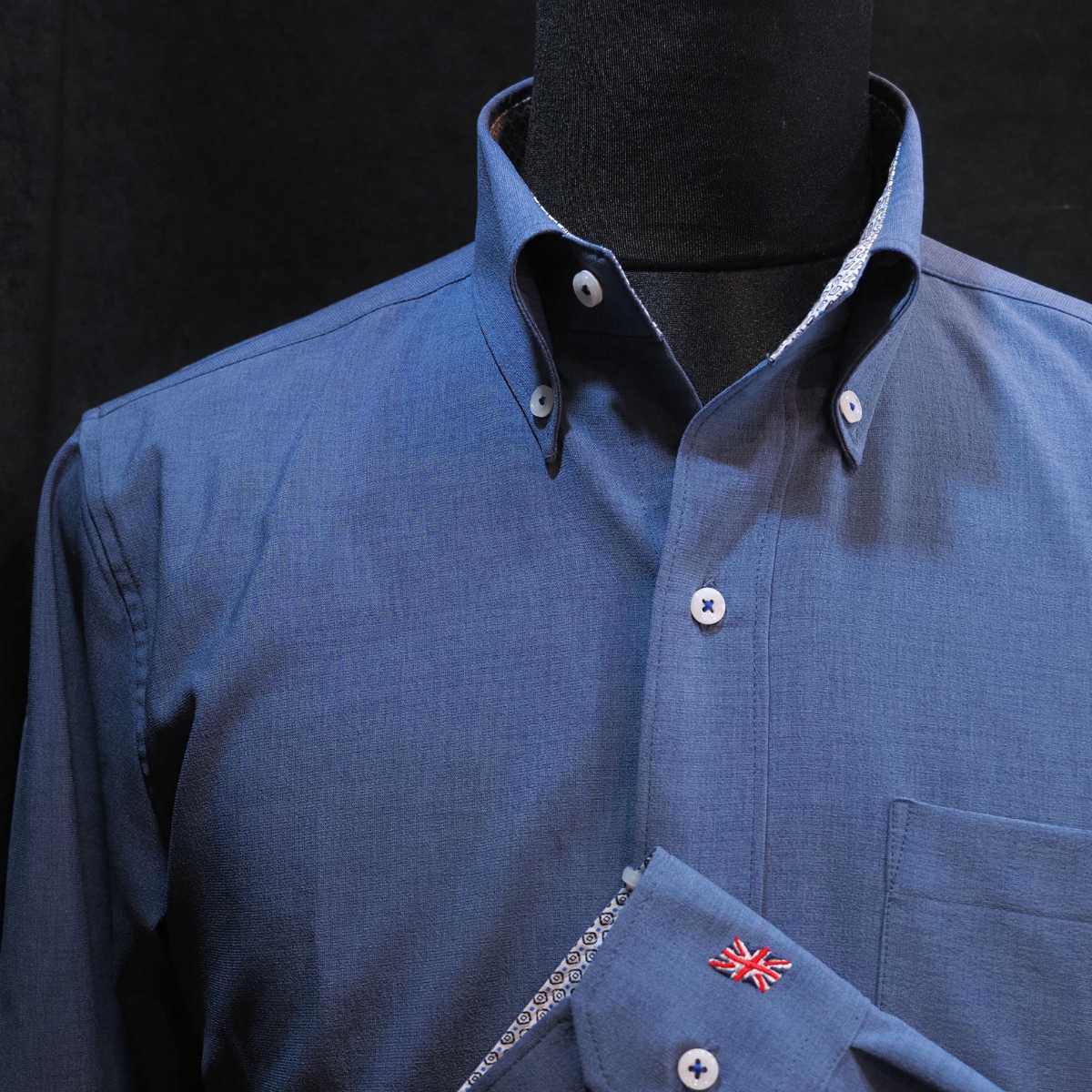 【メランジポリ L】ビジネスカジュアルシャツ長袖　N326105-2