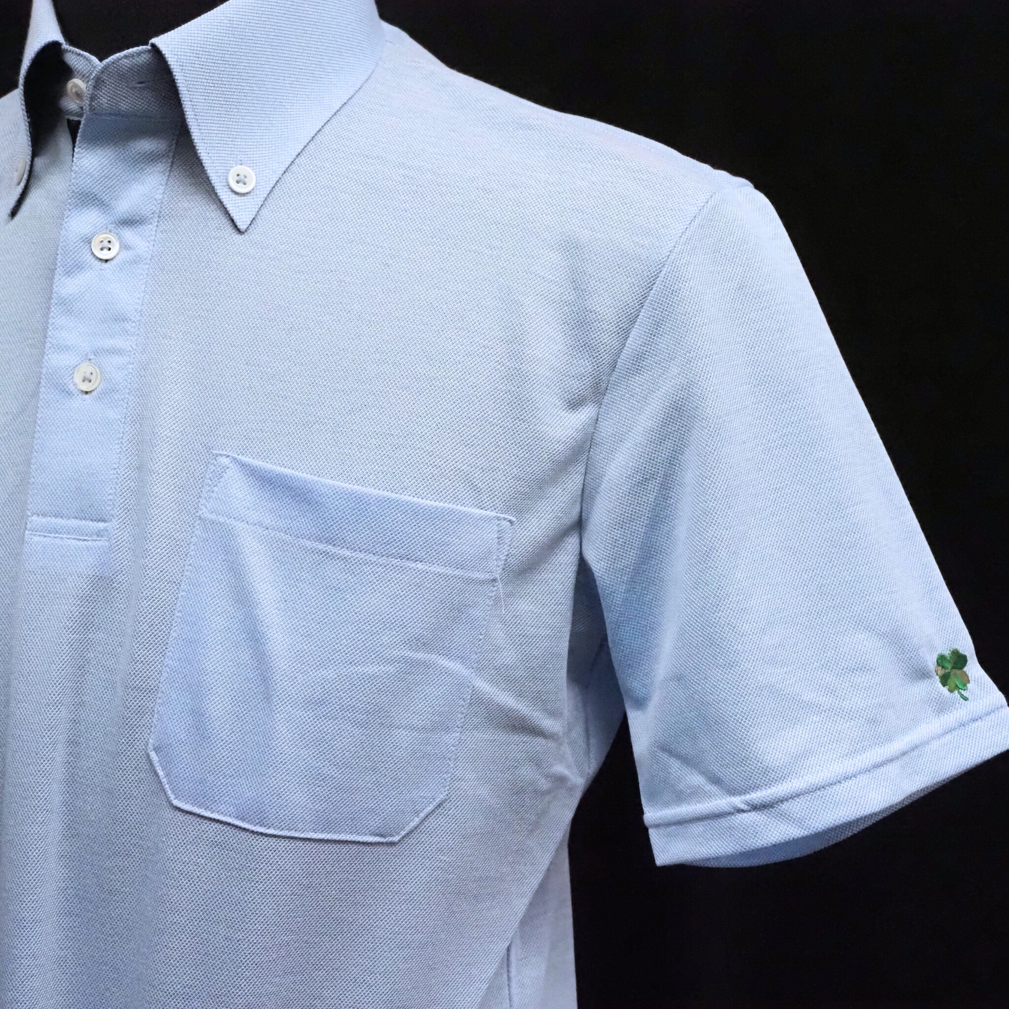 【半袖 M】ニットポロシャツ　324987-1　モクスカイ