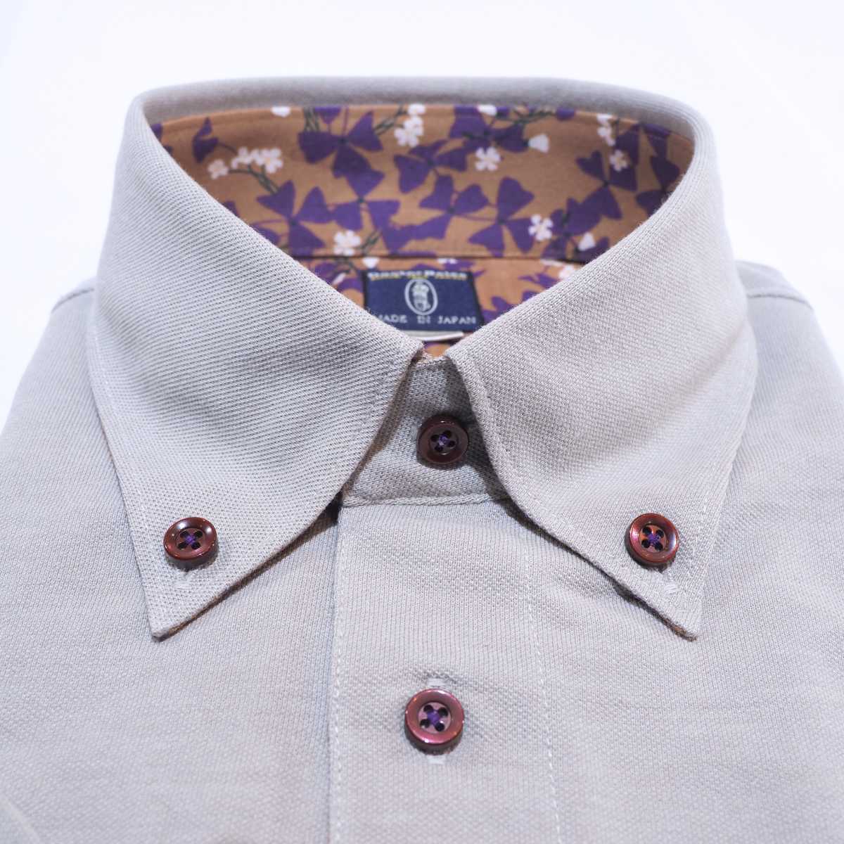 【半袖 S】ニットポロシャツ　N326112-1   ライトグレー