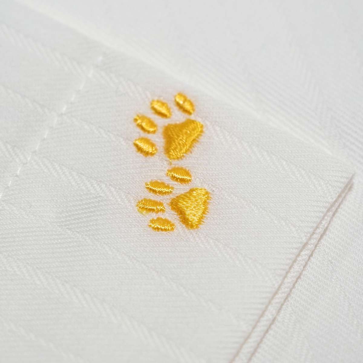 イージーケア左袖肉球刺繍 半袖シャツ｜ホワイト・L