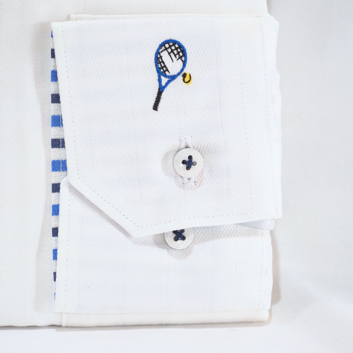 【長袖 S】左カフステニスラケット刺繍シャツ