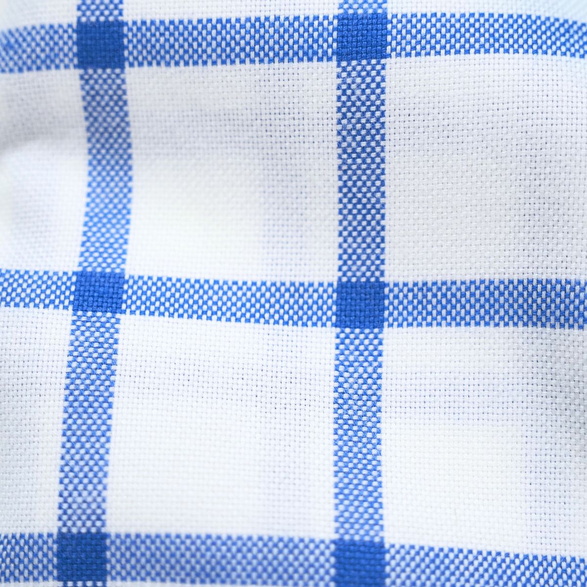左カフスユリ刺繍長袖シャツ｜白×ブルー・LL