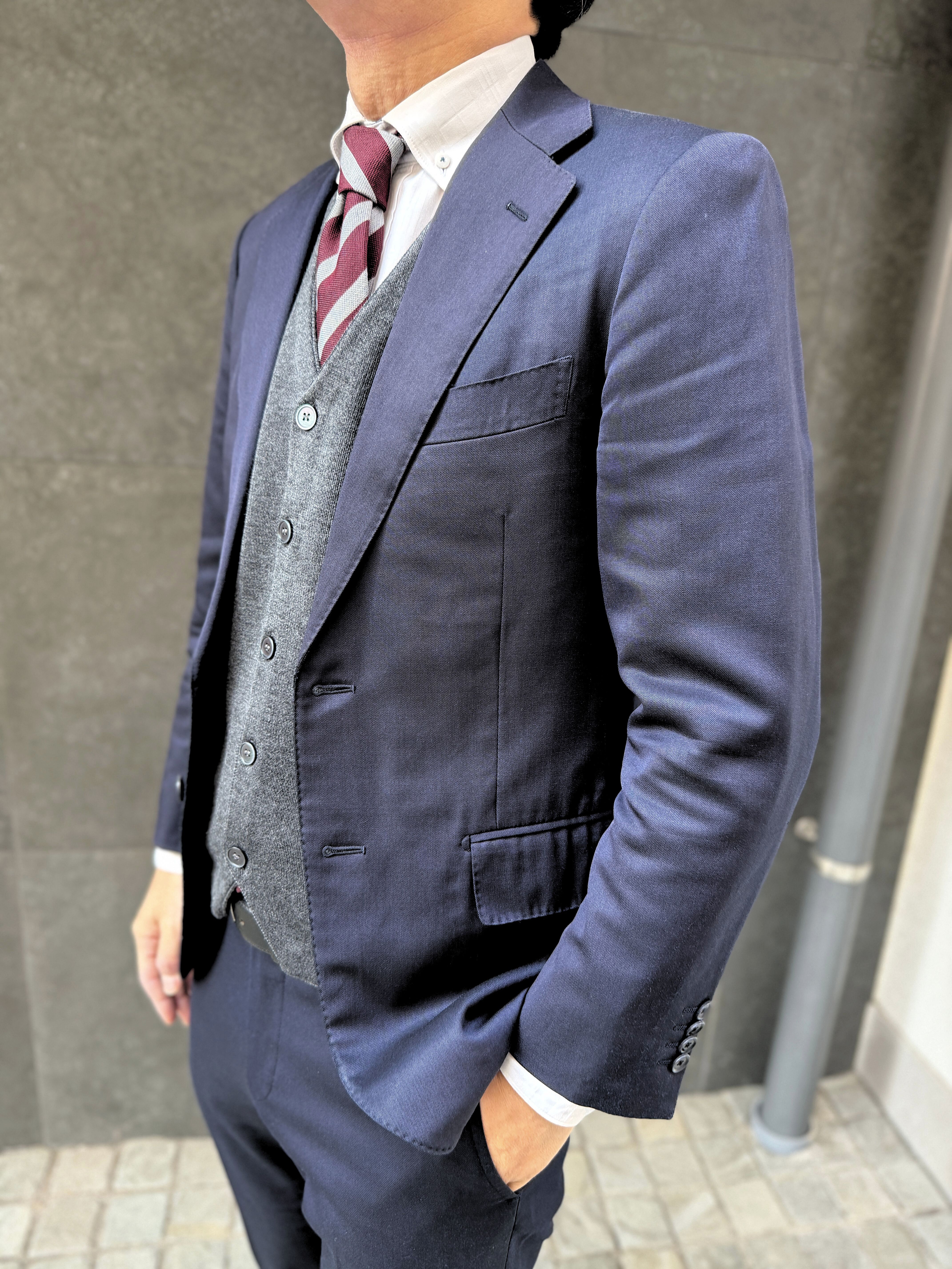 【オリジナルニットベスト M】チャコール KN5103-25DB-4