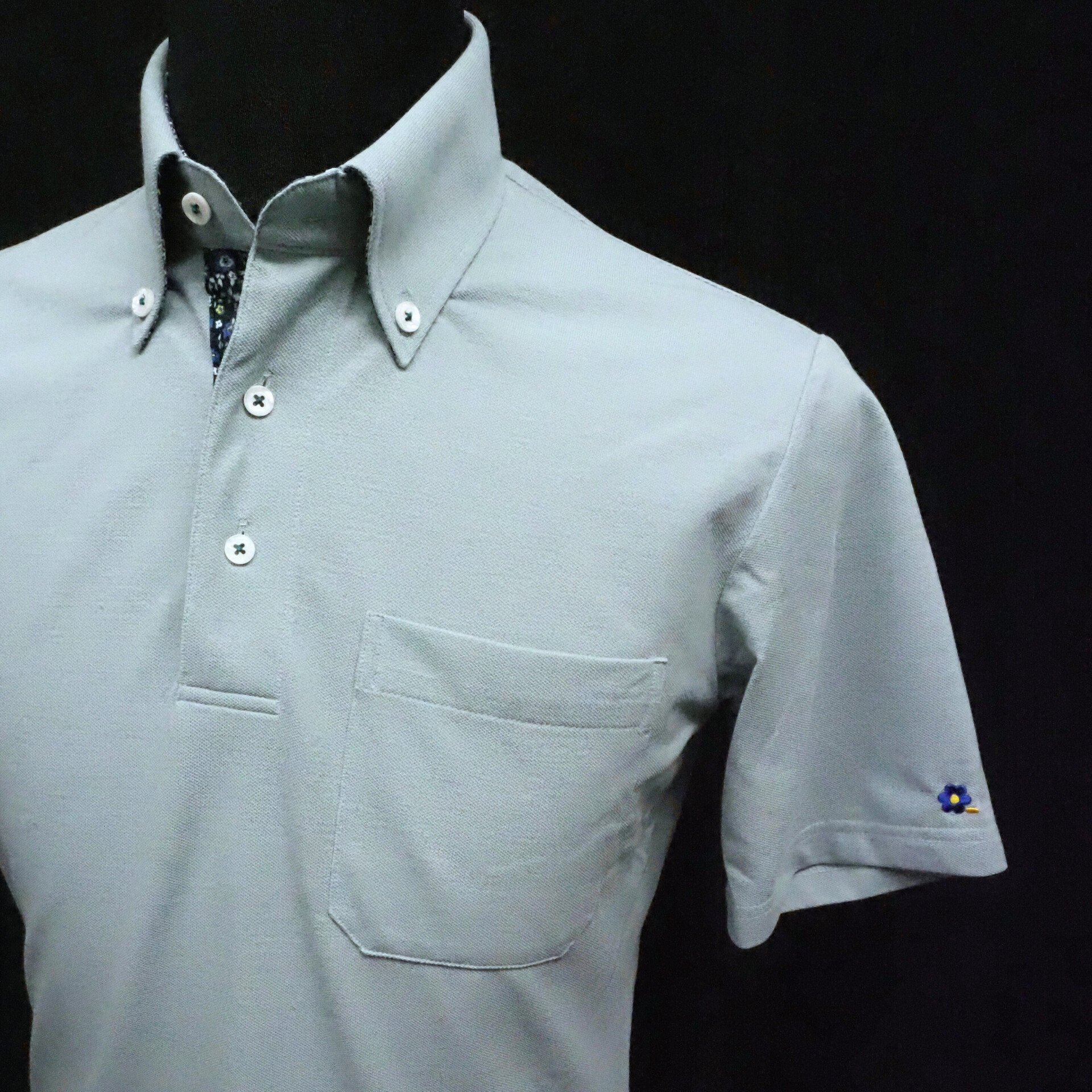 【半袖 L】ニットポロシャツ　324983-1　パールグリーン