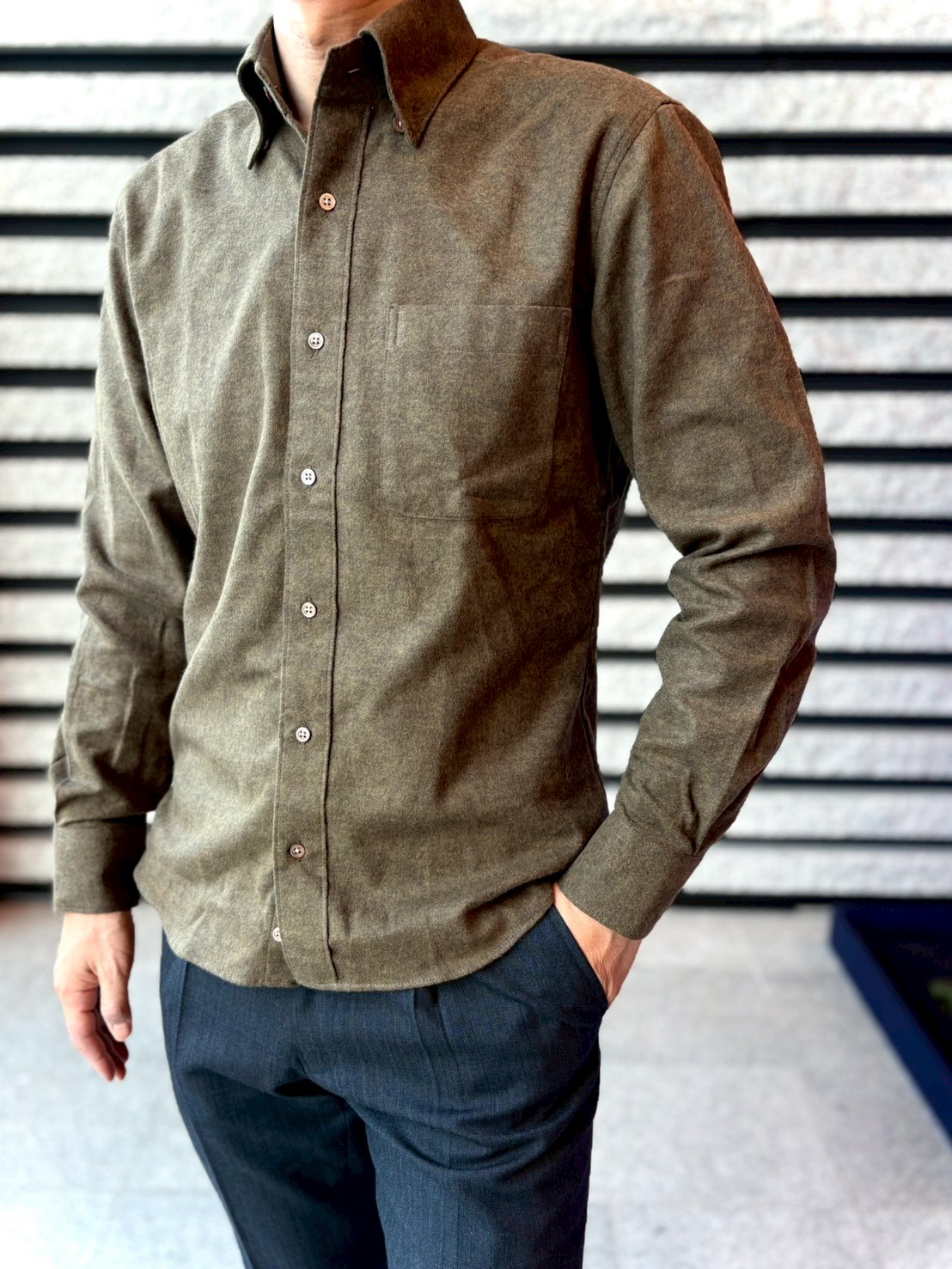 【ブラッシュドコットン M】ビジネスカジュアルシャツ長袖 N325122