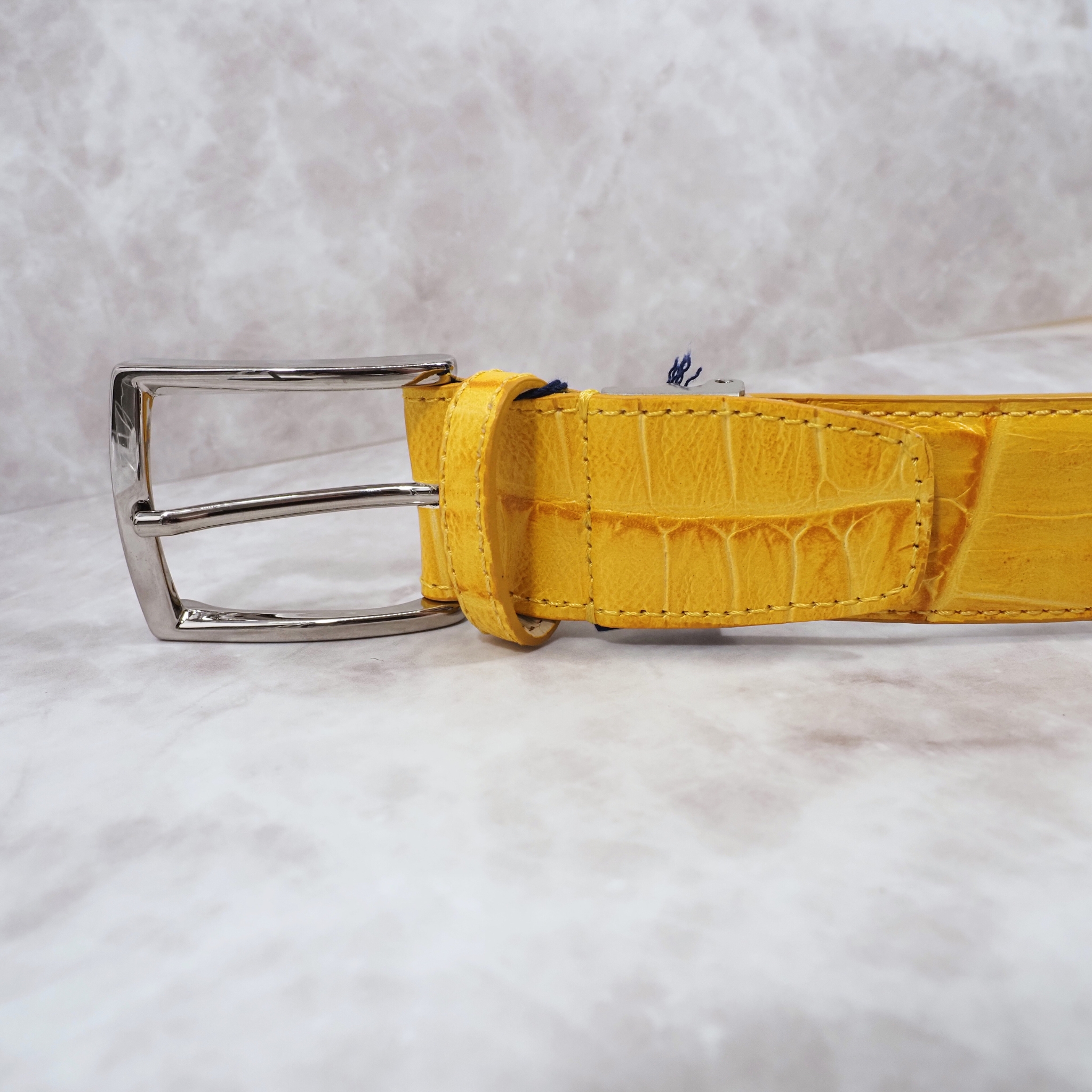 イタリア製 本牛革ベルト【イエロー】