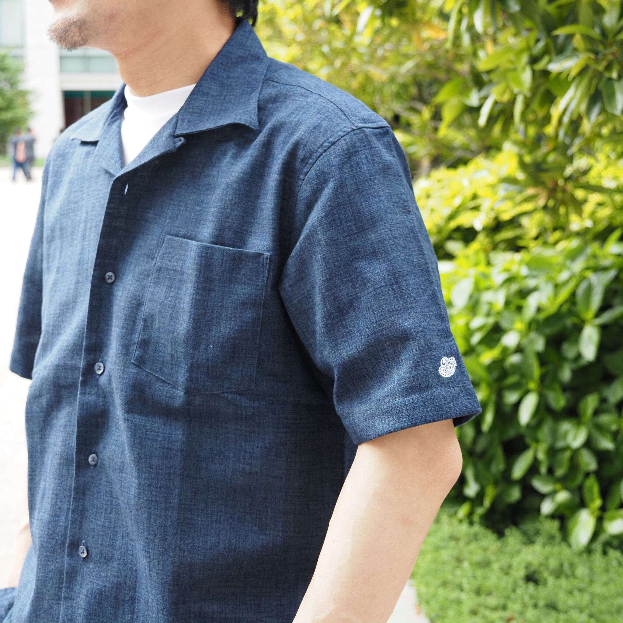 【開襟シャツ 半袖 L】 N325108 ネイビー