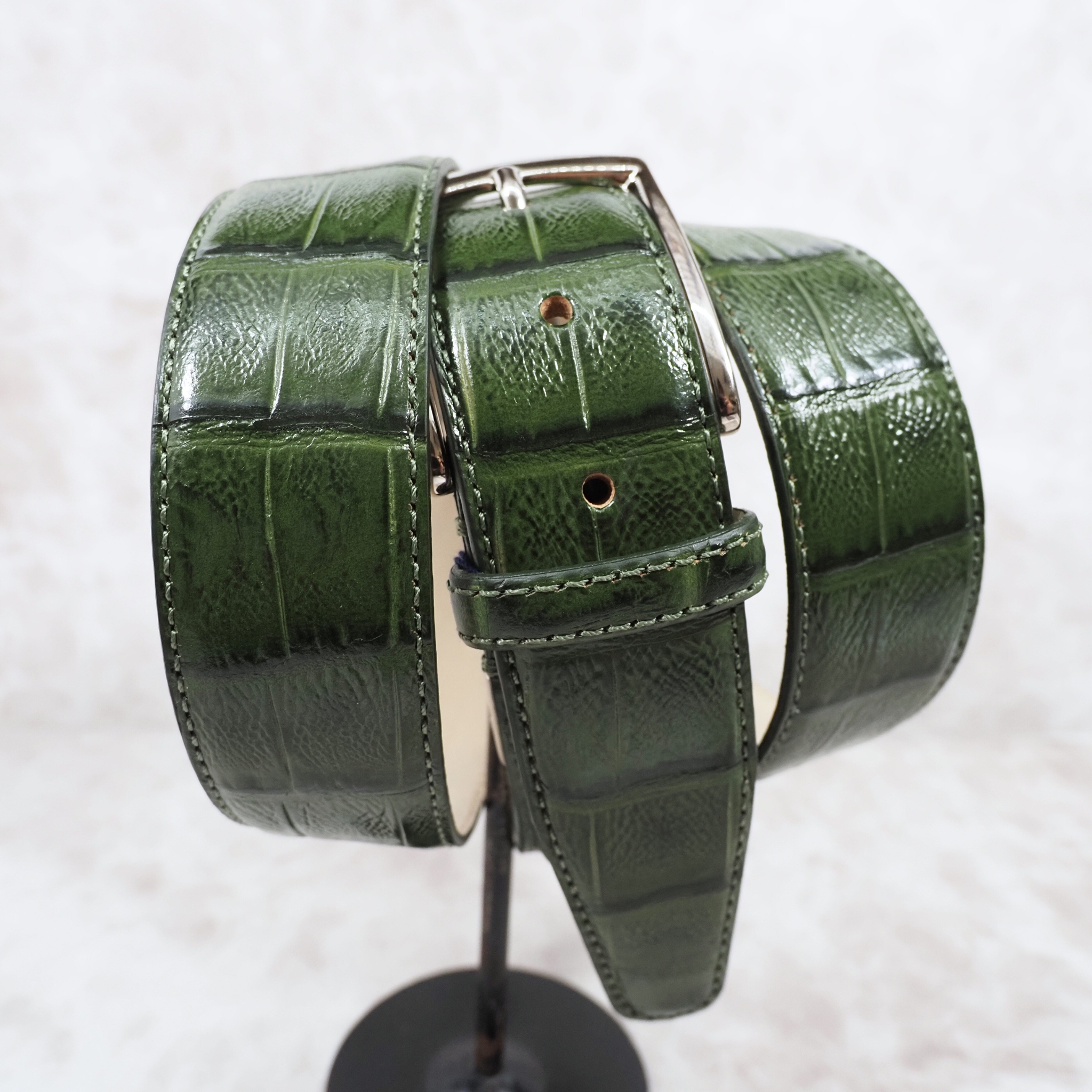 イタリア製 本牛革ベルト【グリーン】
