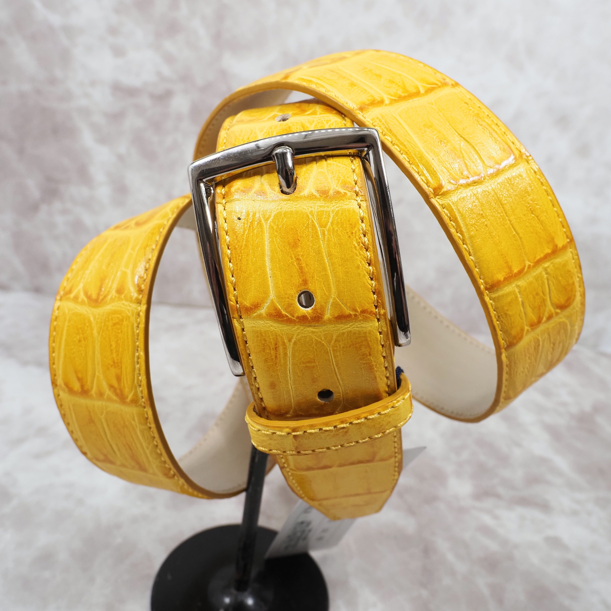 イタリア製 本牛革ベルト【イエロー】