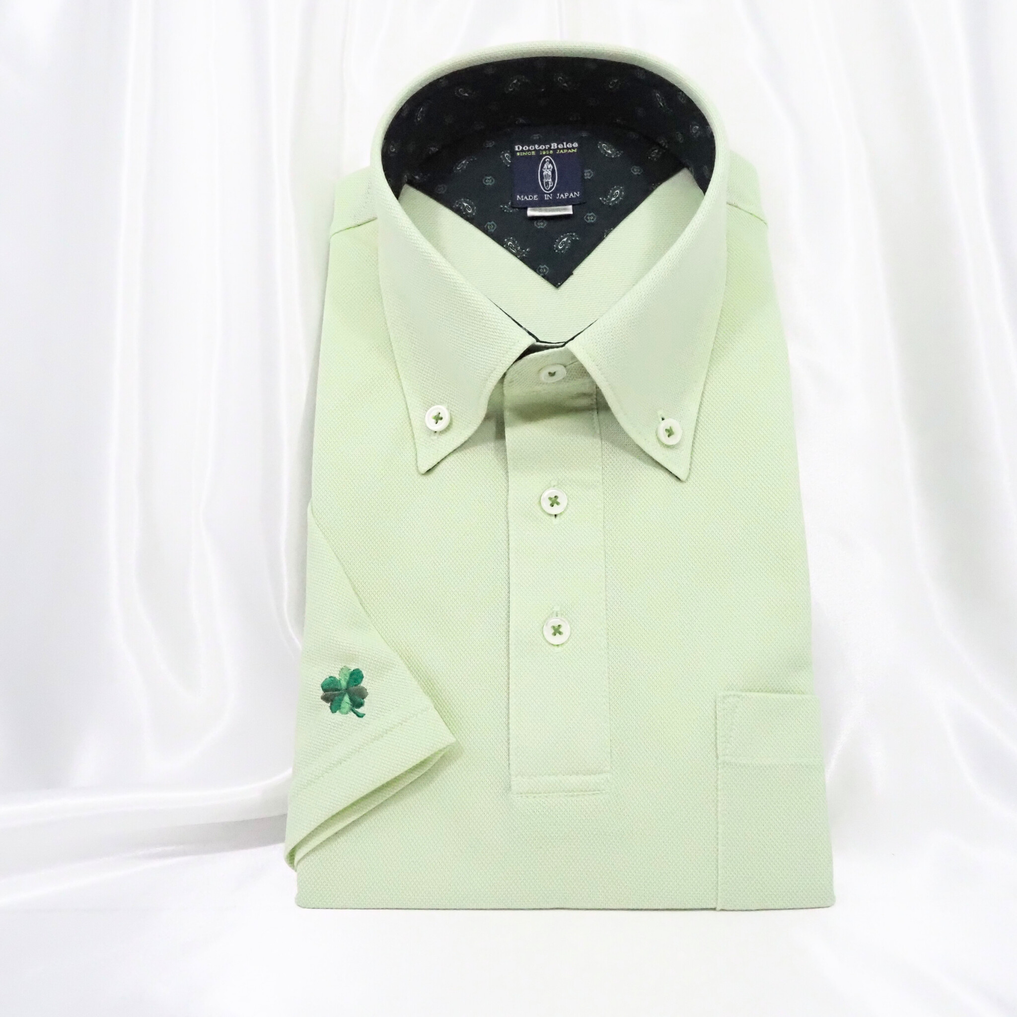 【半袖 M】ニットポロシャツ　324987-2　ライトグリーン