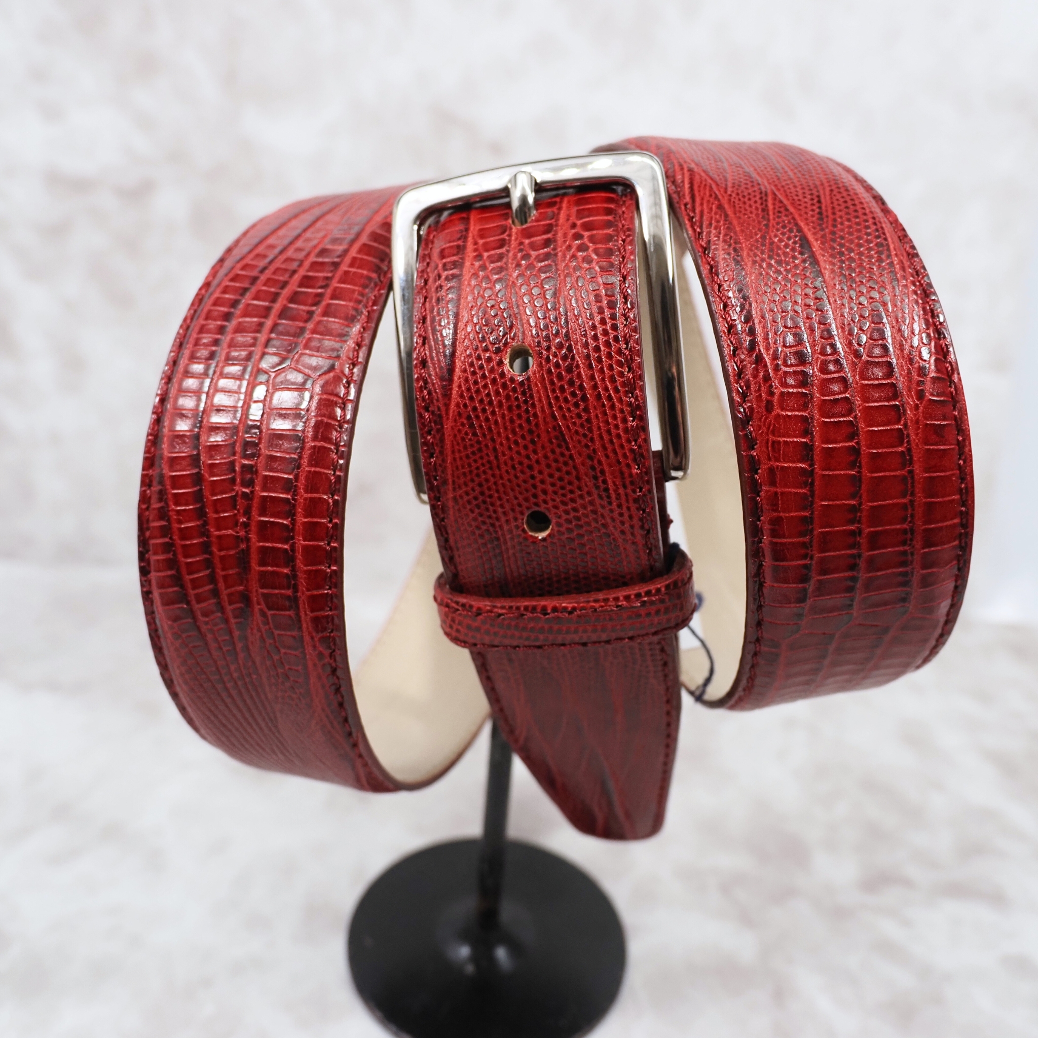 イタリア製 本牛革ベルト【レッド】