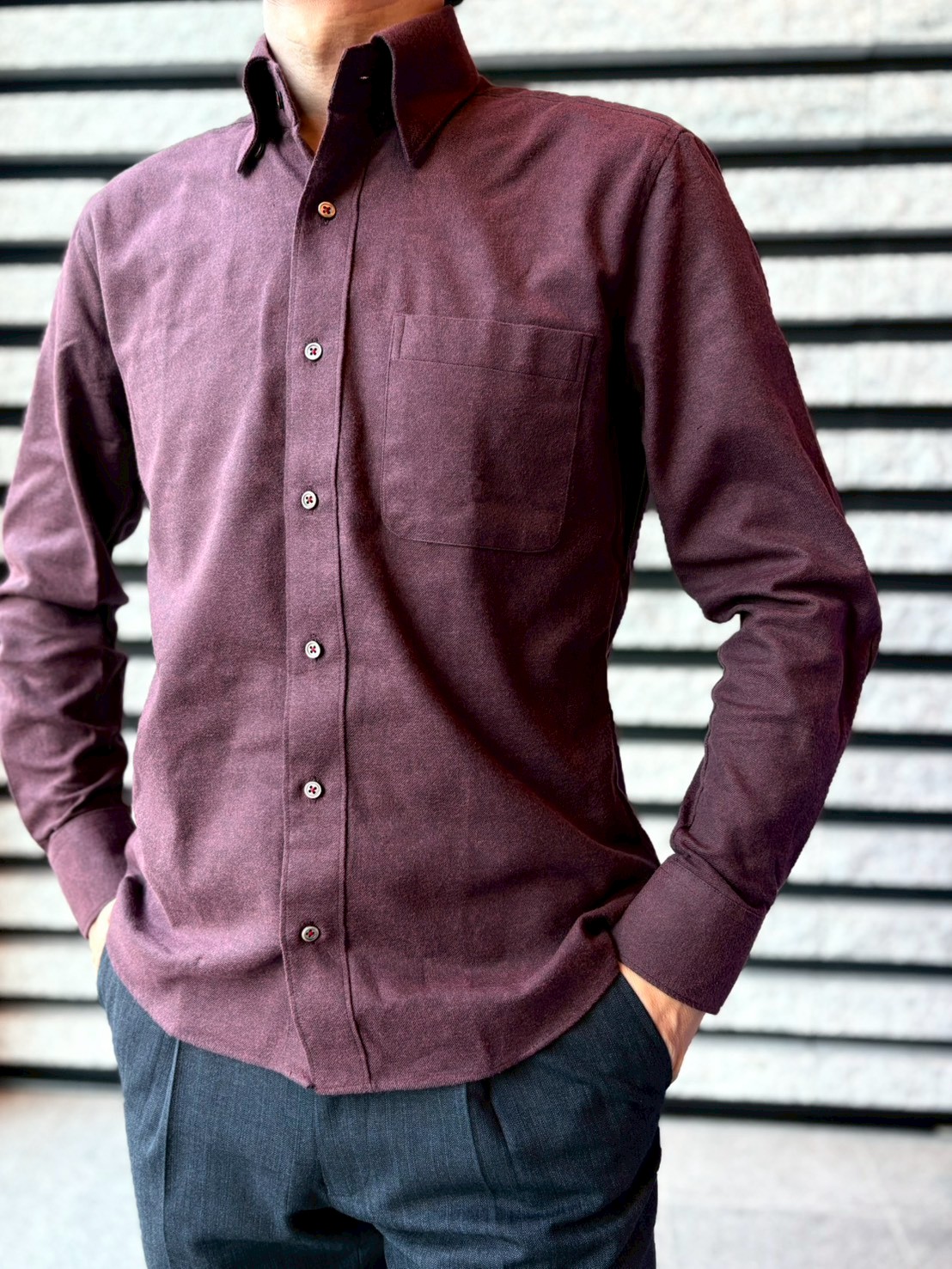 【ブラッシュドコットン LL】ビジネスカジュアルシャツ長袖 N325123