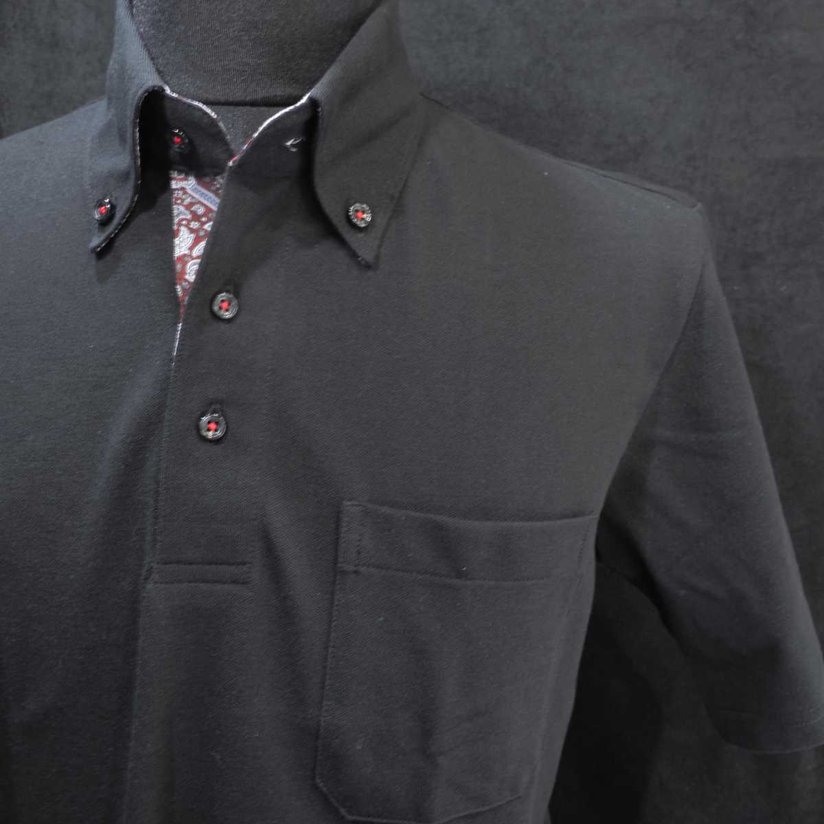 【半袖 LL】ニットポロシャツ　N326113   ブラック