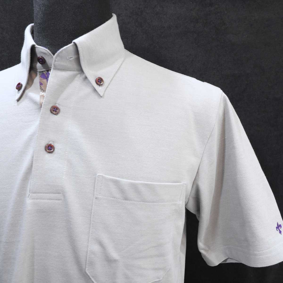 【半袖 3L】ニットポロシャツ　N326112-1   ライトグレー