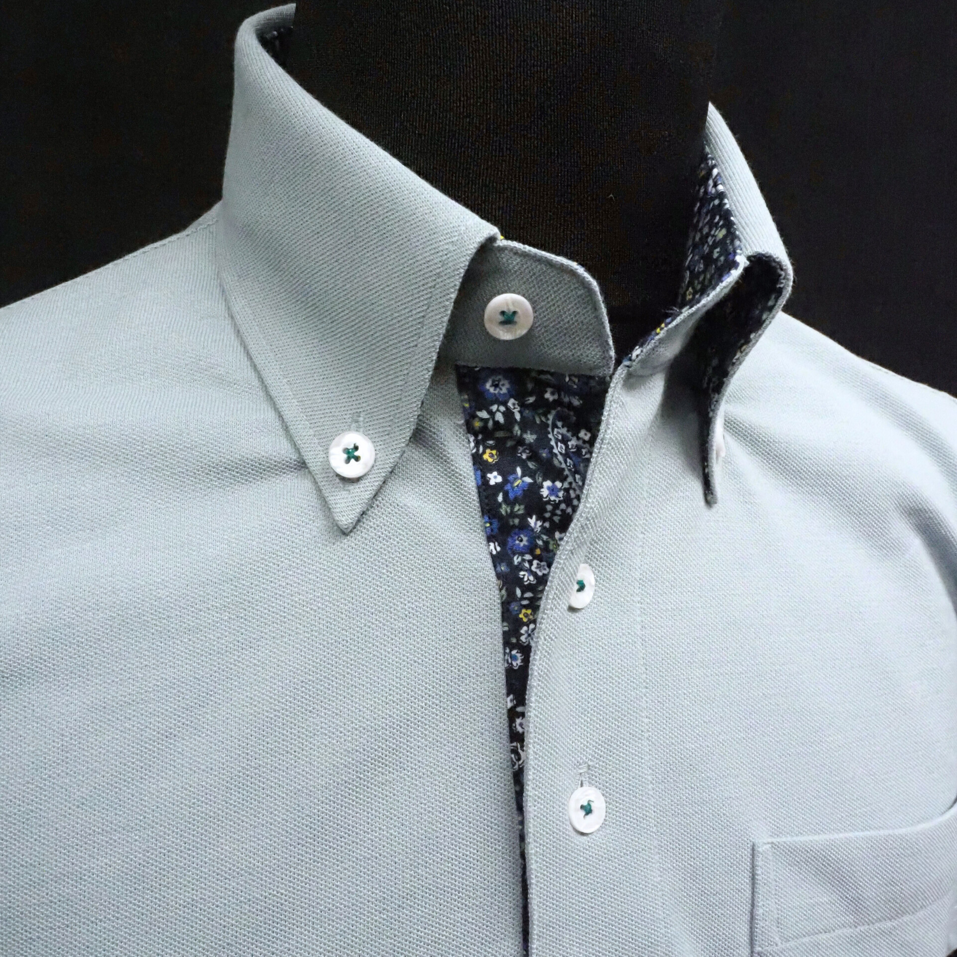 【半袖 L】ニットポロシャツ　324983-1　パールグリーン