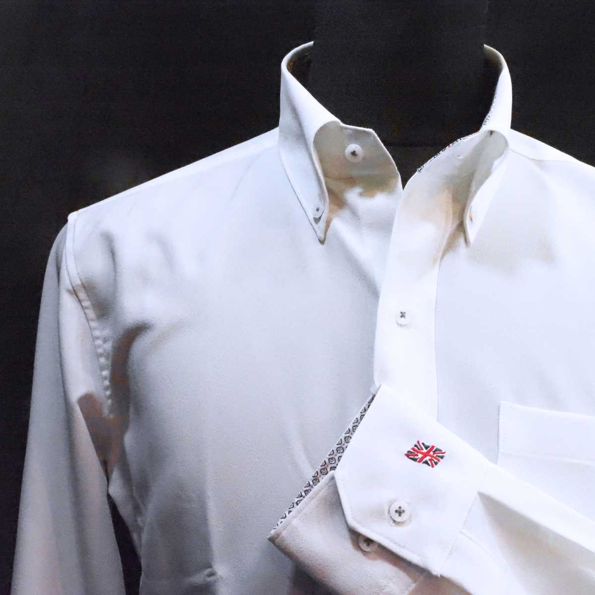 【メランジポリ L】ビジネスカジュアルシャツ長袖　N326105-1	